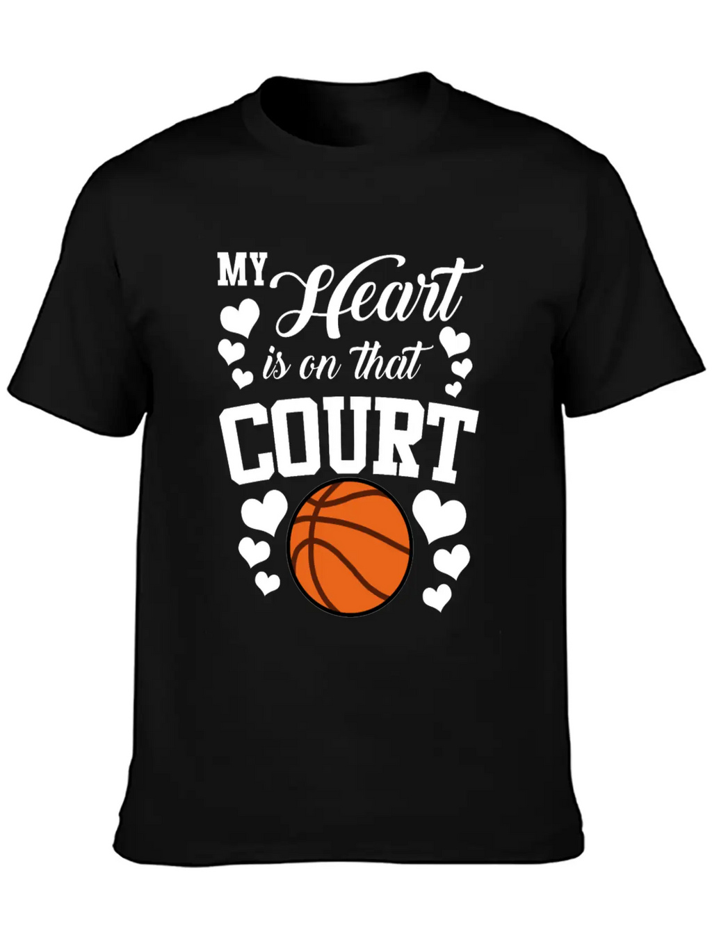 My Heart Is On That Court Basketball Breathable Soft Cotton T-Shirt – Timeless Casual Look