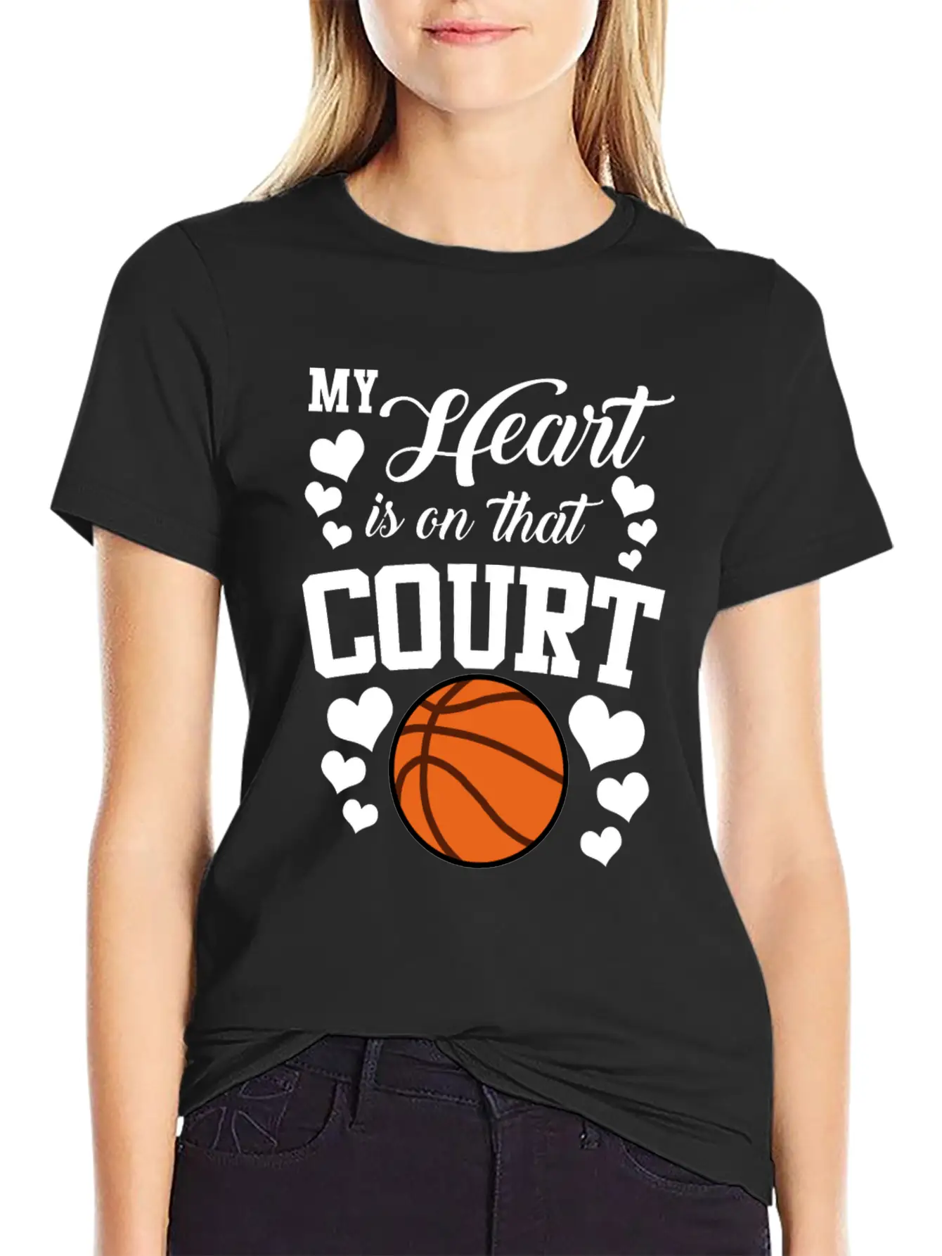 My Heart Is On That Court Basketball Breathable Soft Cotton T-Shirt – Timeless Casual Look