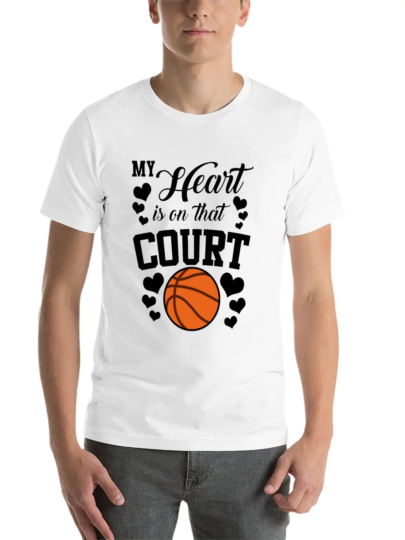 My Heart Is On That Court Basketball Breathable Soft Cotton T-Shirt – Timeless Casual Look
