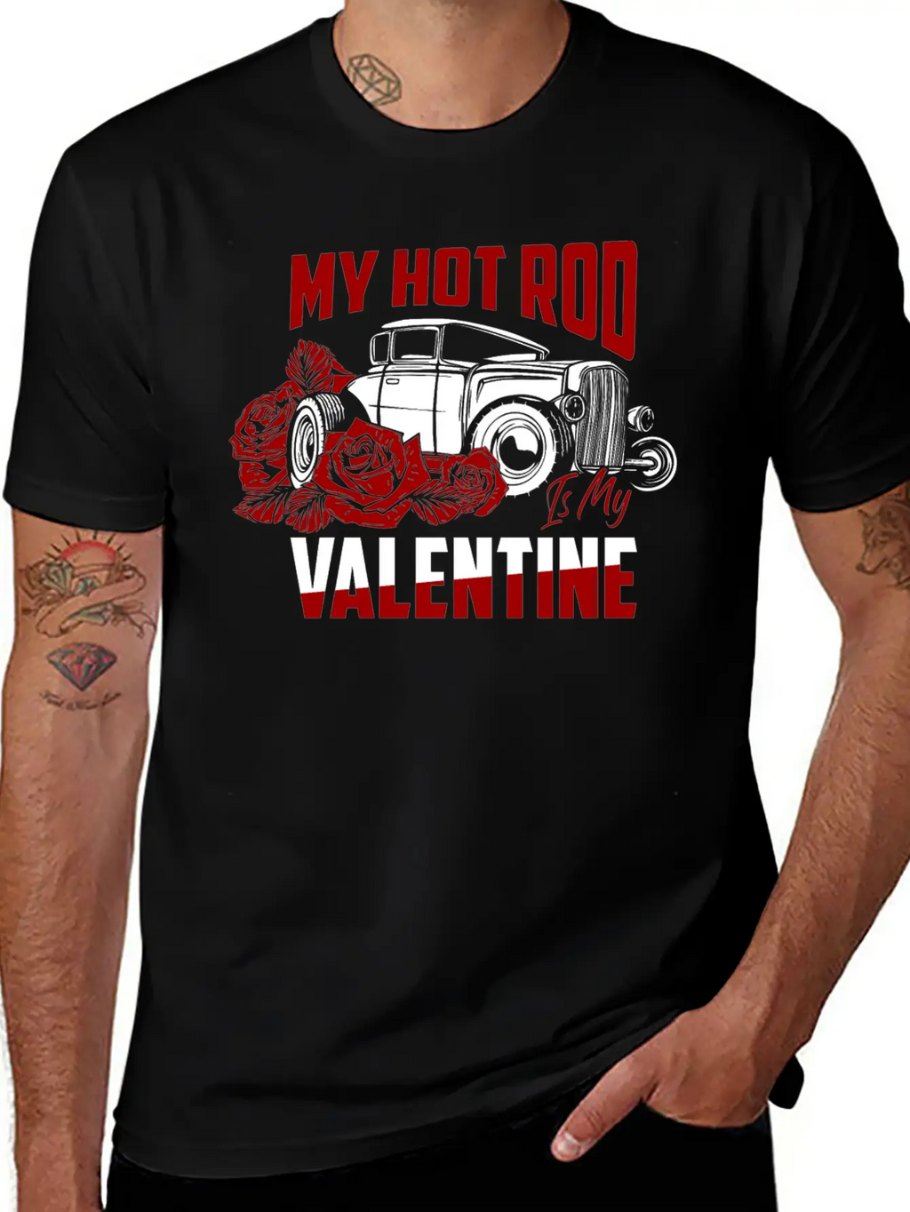 My Hot Rod Is My Valentine Classic Retro Car Unisex Short Sleeve Soft Cotton T-Shirt – Casual Everyday Wear