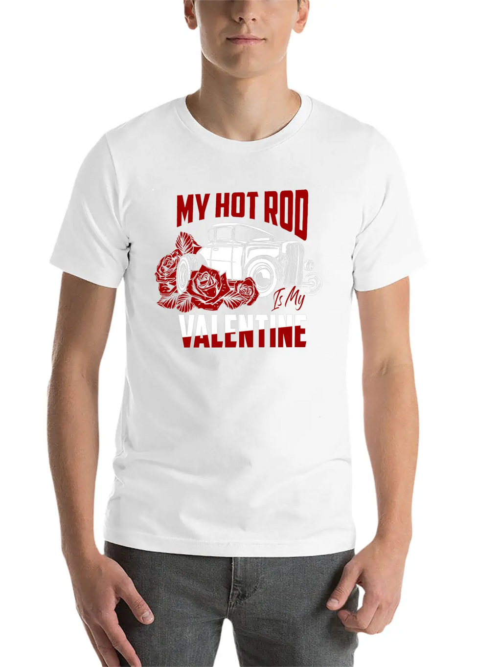 My Hot Rod Is My Valentine Classic Retro Car Unisex Short Sleeve Soft Cotton T-Shirt – Casual Everyday Wear