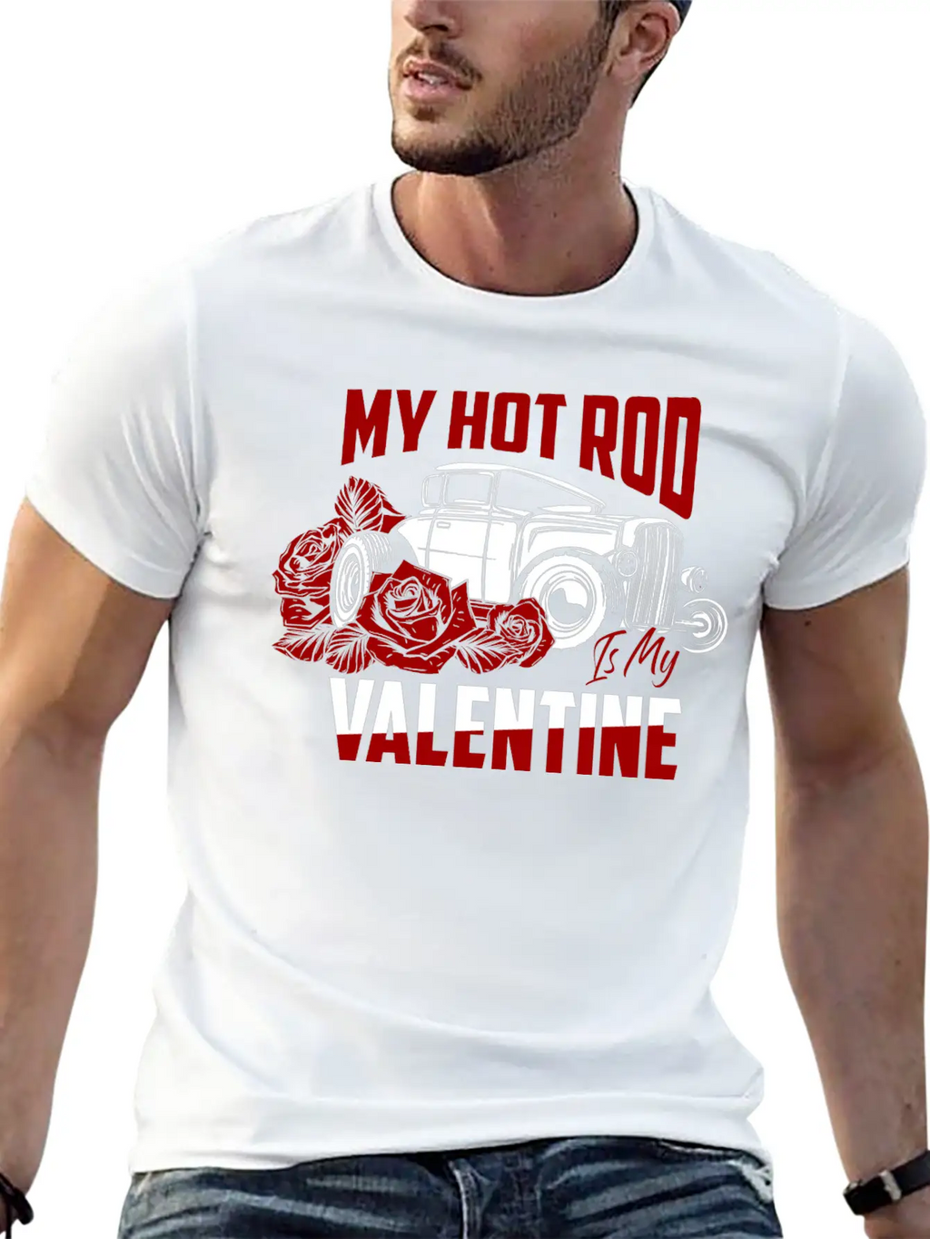 My Hot Rod Is My Valentine Classic Retro Car Unisex Short Sleeve Soft Cotton T-Shirt – Casual Everyday Wear
