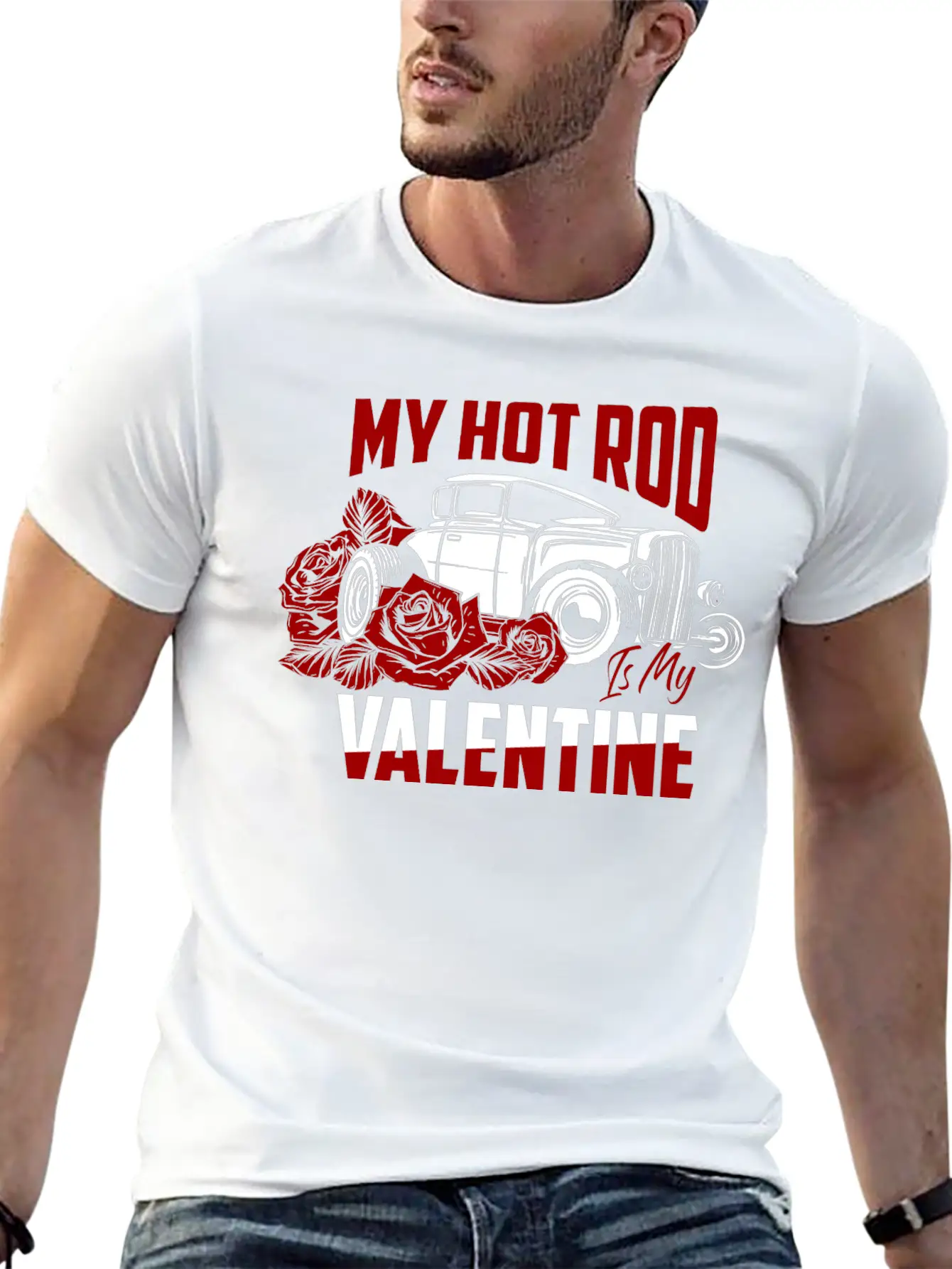 My Hot Rod Is My Valentine Classic Retro Car Unisex Short Sleeve Soft Cotton T-Shirt – Casual Everyday Wear