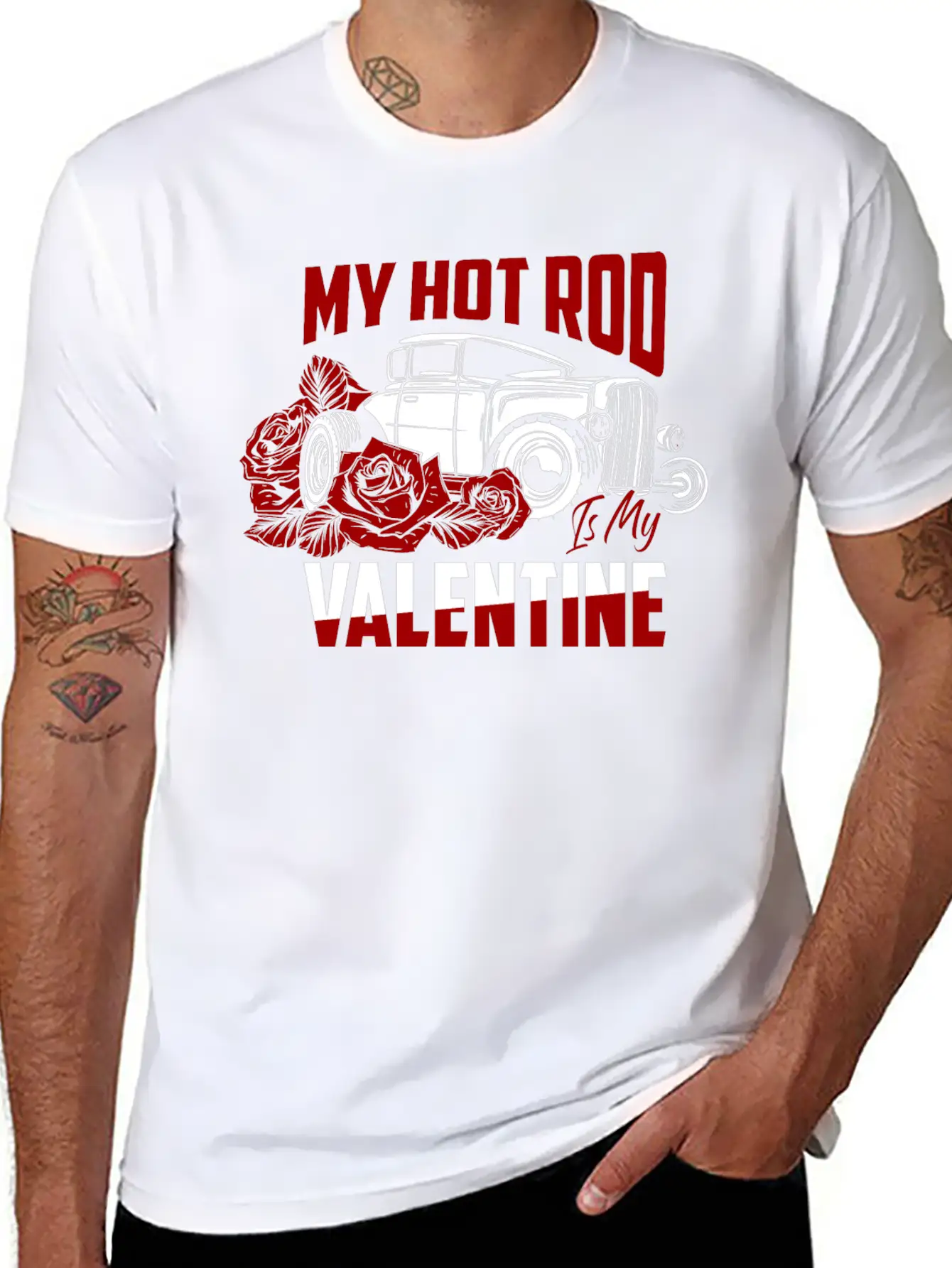 My Hot Rod Is My Valentine Classic Retro Car Unisex Short Sleeve Soft Cotton T-Shirt – Casual Everyday Wear