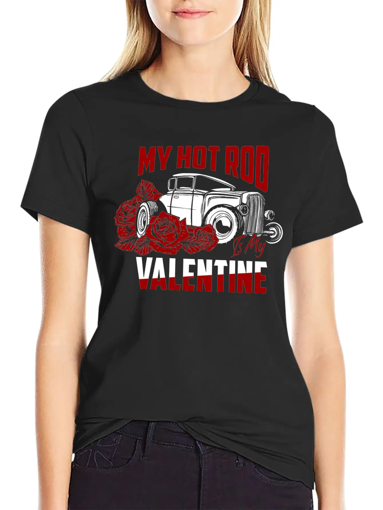 My Hot Rod Is My Valentine Classic Retro Car Unisex Short Sleeve Soft Cotton T-Shirt – Casual Everyday Wear