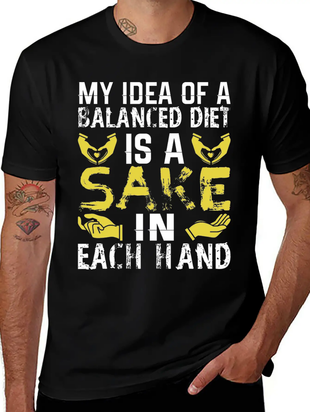 My Idea Of Balanced Diet Is Sake In Each Hand Breathable Soft Cotton T-Shirt – Timeless Casual Look