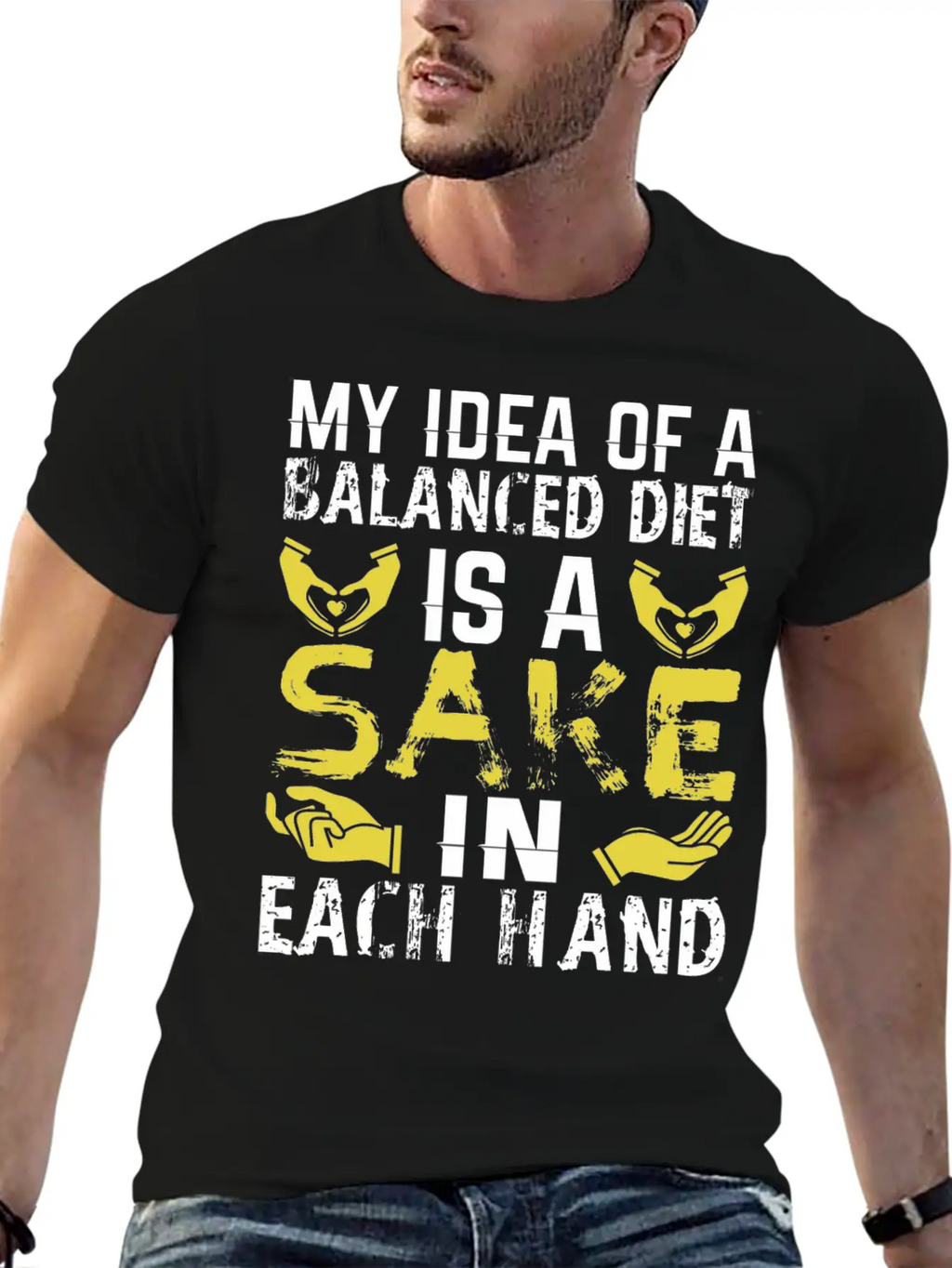 My Idea Of Balanced Diet Is Sake In Each Hand Breathable Soft Cotton T-Shirt – Timeless Casual Look