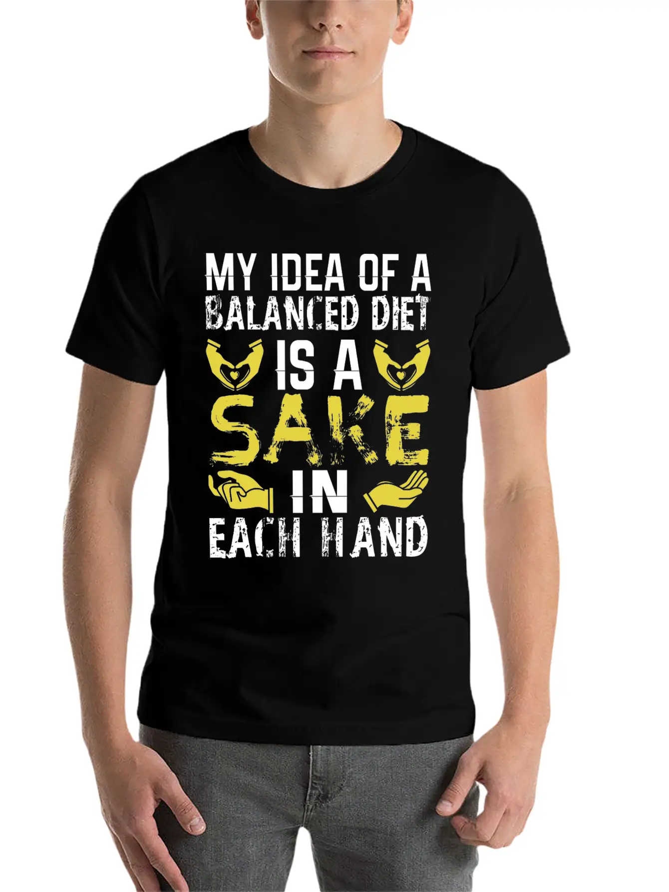 My Idea Of Balanced Diet Is Sake In Each Hand Breathable Soft Cotton T-Shirt – Timeless Casual Look