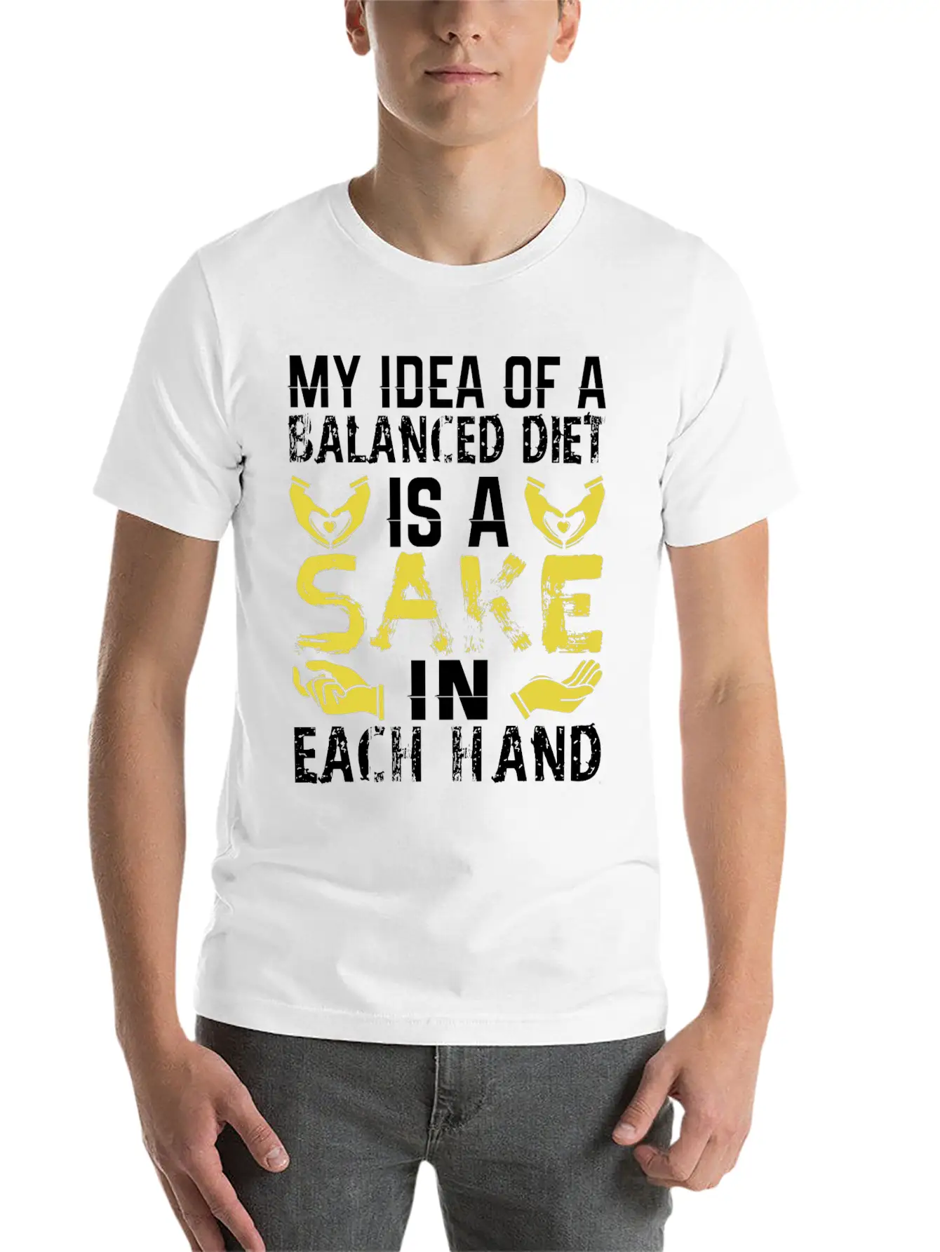 My Idea Of Balanced Diet Is Sake In Each Hand Breathable Soft Cotton T-Shirt – Timeless Casual Look