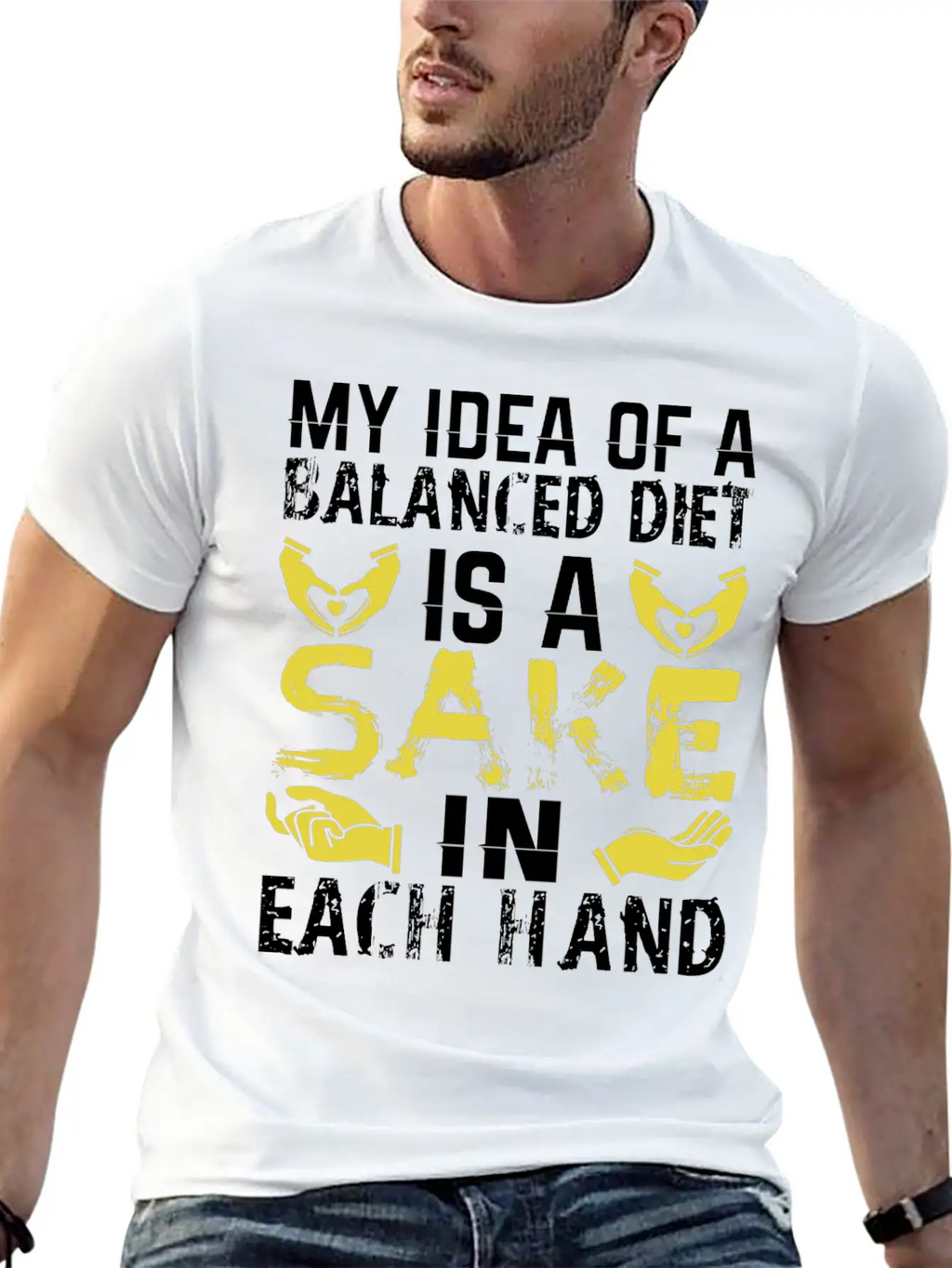 My Idea Of Balanced Diet Is Sake In Each Hand Breathable Soft Cotton T-Shirt – Timeless Casual Look