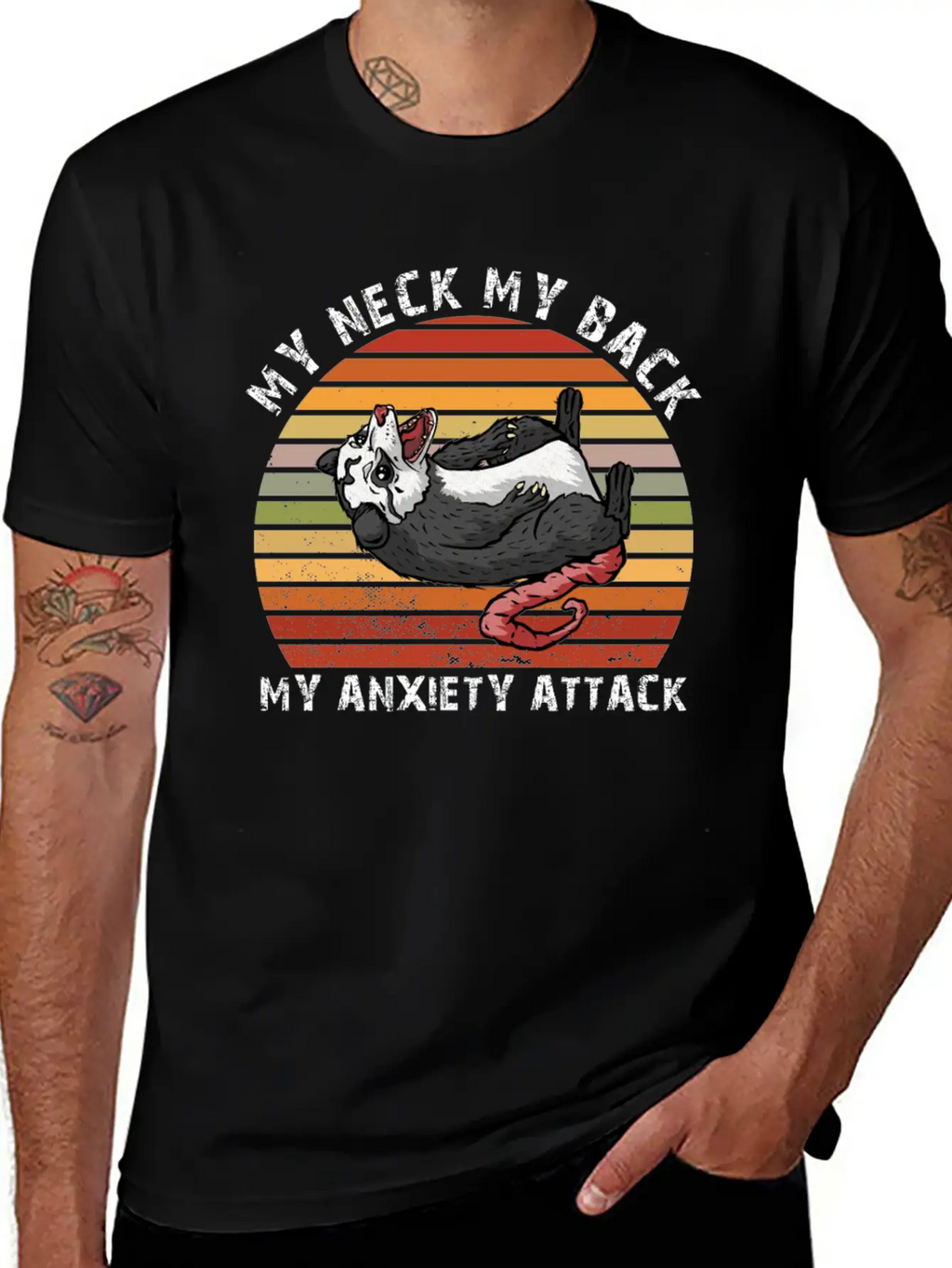 My Neck My Back My Anxiety Attack Opossum Unisex Short Sleeve Soft Cotton T-Shirt – Casual Everyday Wear