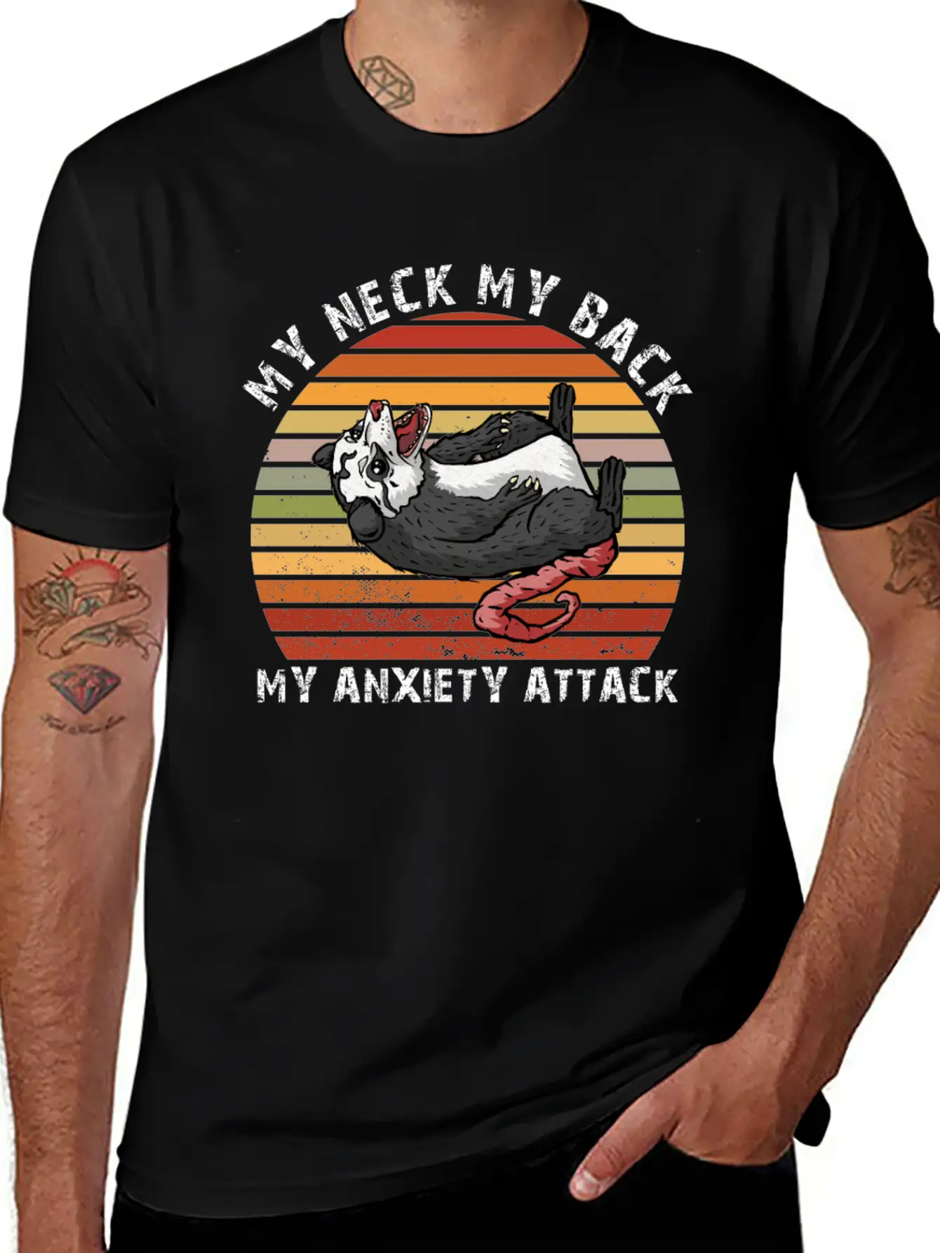 My Neck My Back My Anxiety Attack Opossum Unisex Short Sleeve Soft Cotton T-Shirt – Casual Everyday Wear