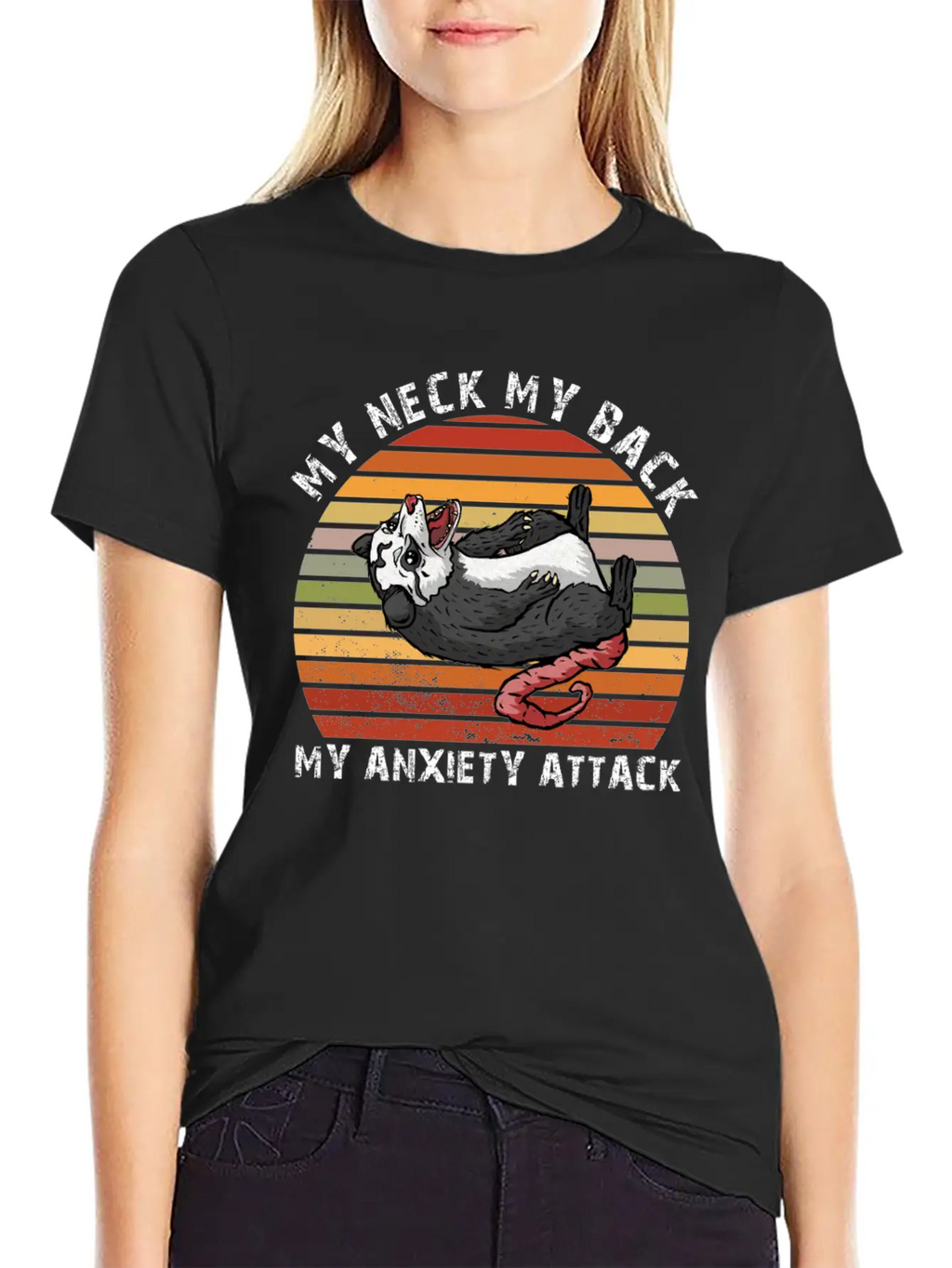 My Neck My Back My Anxiety Attack Opossum Unisex Short Sleeve Soft Cotton T-Shirt – Casual Everyday Wear
