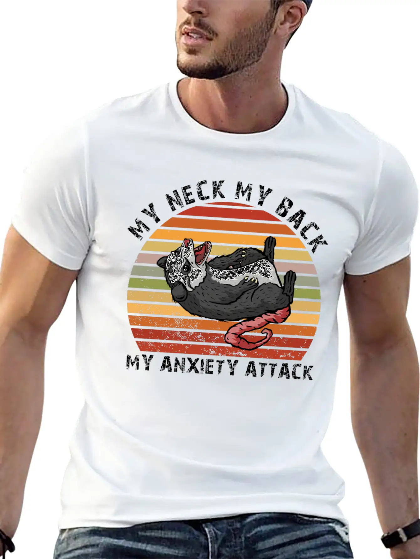 My Neck My Back My Anxiety Attack Opossum Unisex Short Sleeve Soft Cotton T-Shirt – Casual Everyday Wear