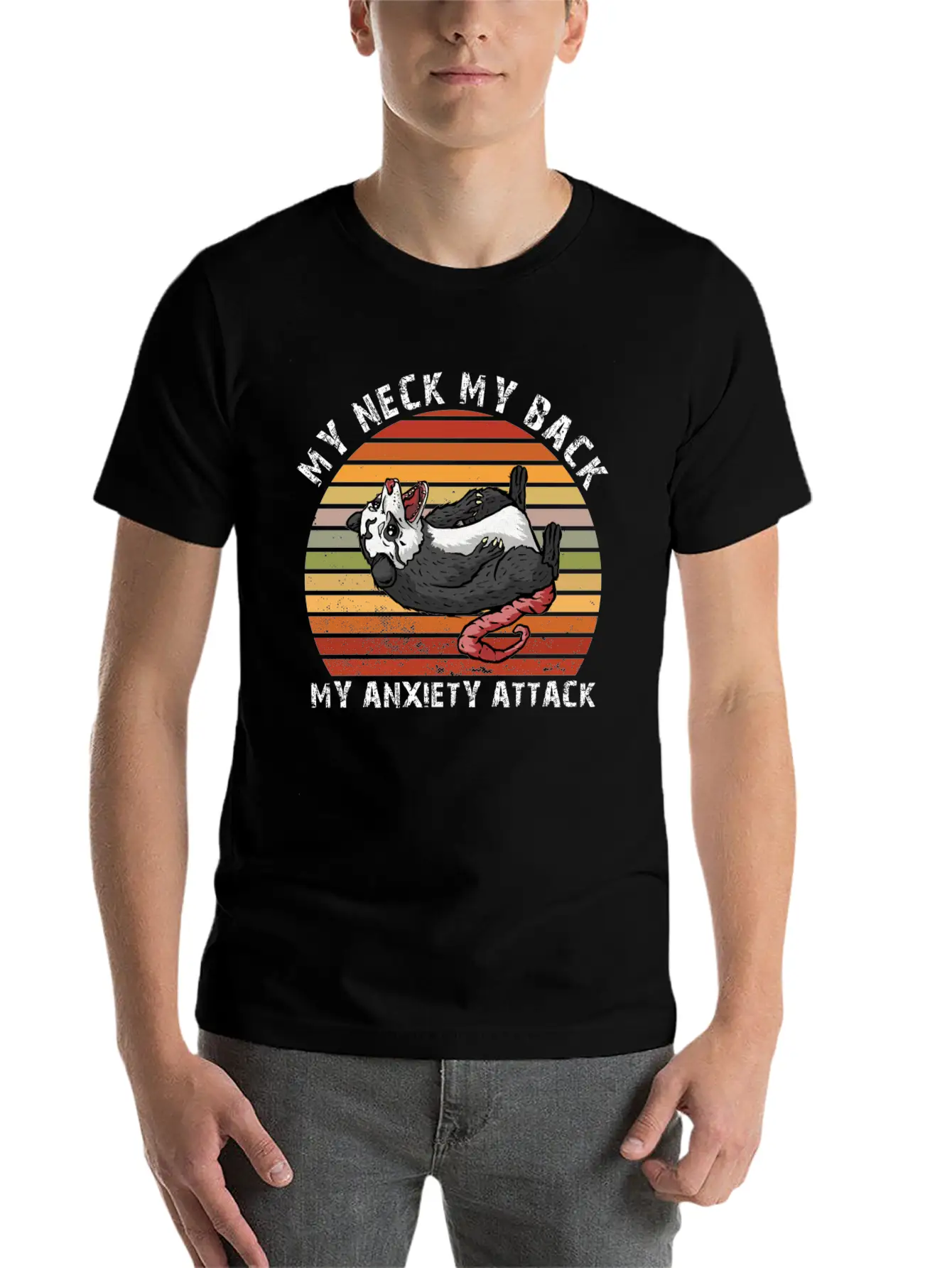 My Neck My Back My Anxiety Attack Opossum Unisex Short Sleeve Soft Cotton T-Shirt – Casual Everyday Wear