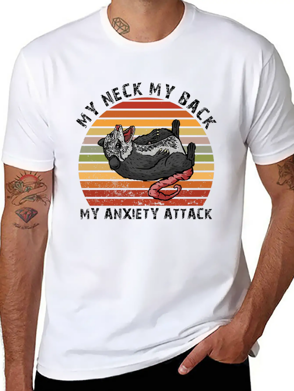 My Neck My Back My Anxiety Attack Opossum Unisex Short Sleeve Soft Cotton T-Shirt – Casual Everyday Wear