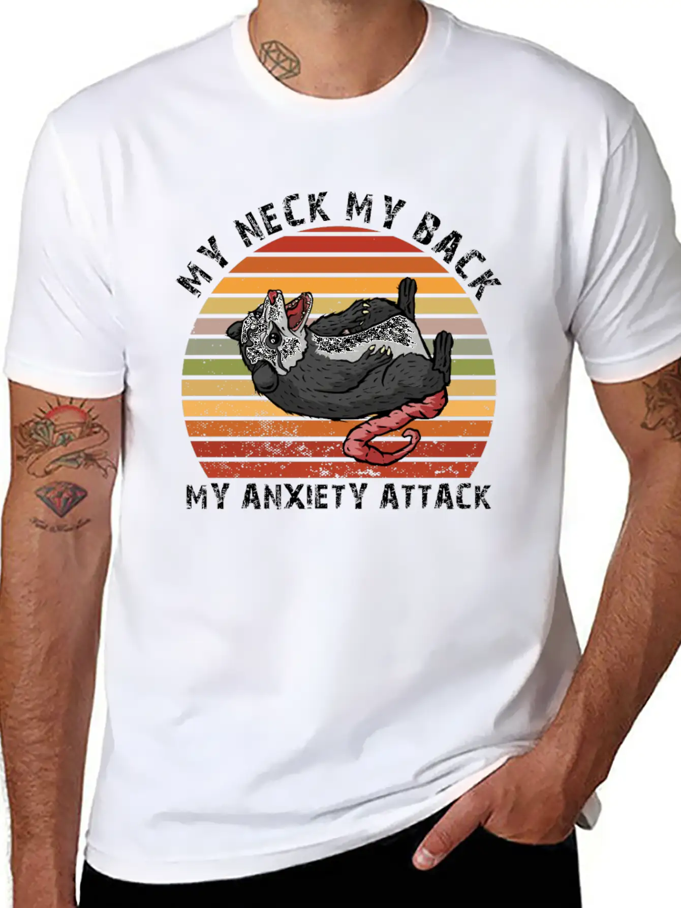 My Neck My Back My Anxiety Attack Opossum Unisex Short Sleeve Soft Cotton T-Shirt – Casual Everyday Wear