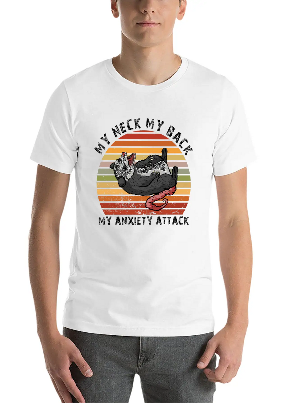 My Neck My Back My Anxiety Attack Opossum Unisex Short Sleeve Soft Cotton T-Shirt – Casual Everyday Wear