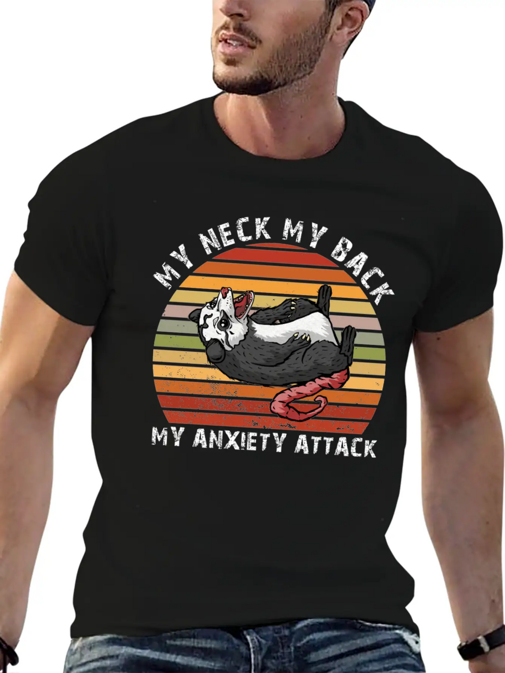 My Neck My Back My Anxiety Attack Opossum Unisex Short Sleeve Soft Cotton T-Shirt – Casual Everyday Wear