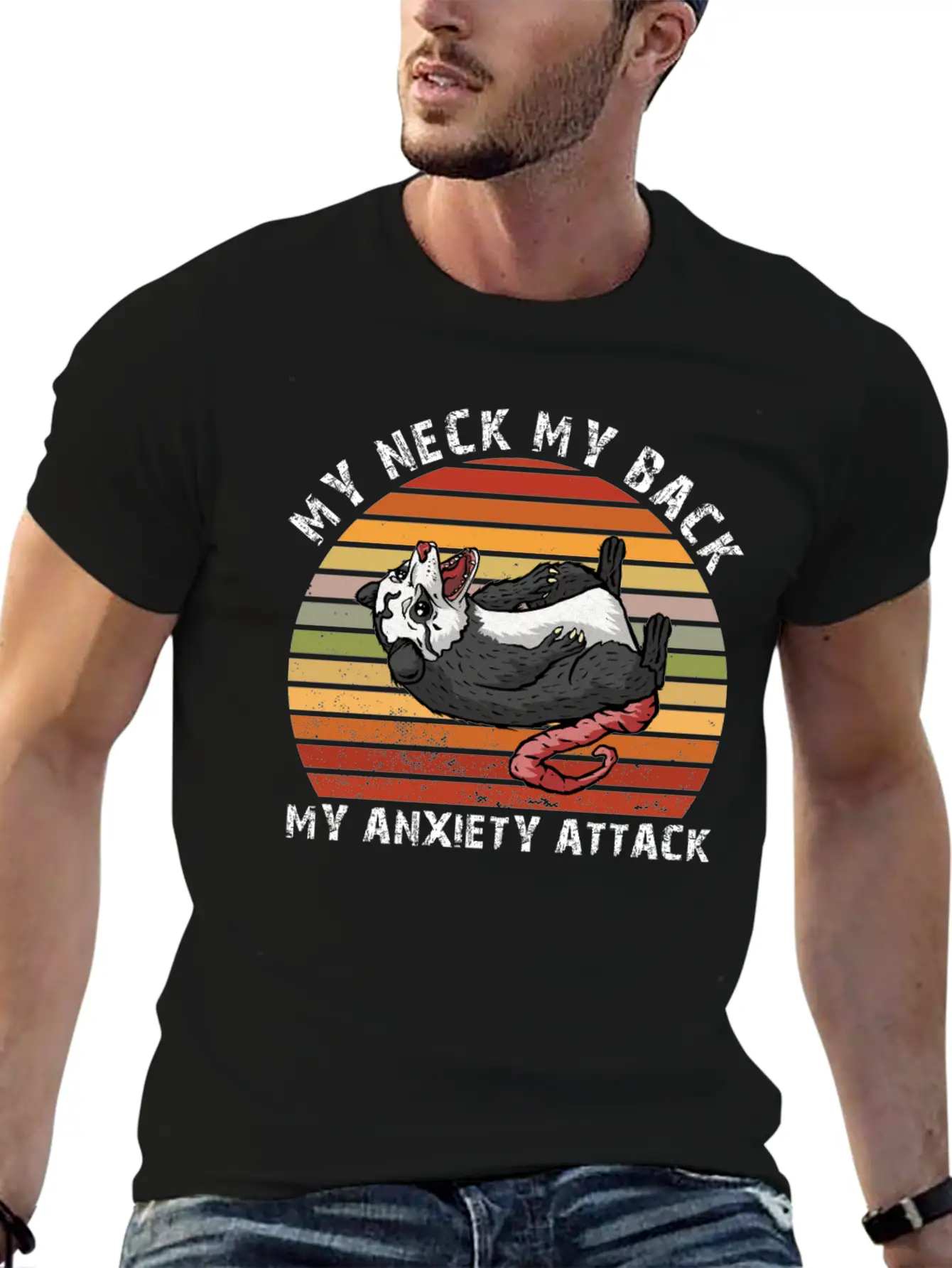 My Neck My Back My Anxiety Attack Opossum Unisex Short Sleeve Soft Cotton T-Shirt – Casual Everyday Wear