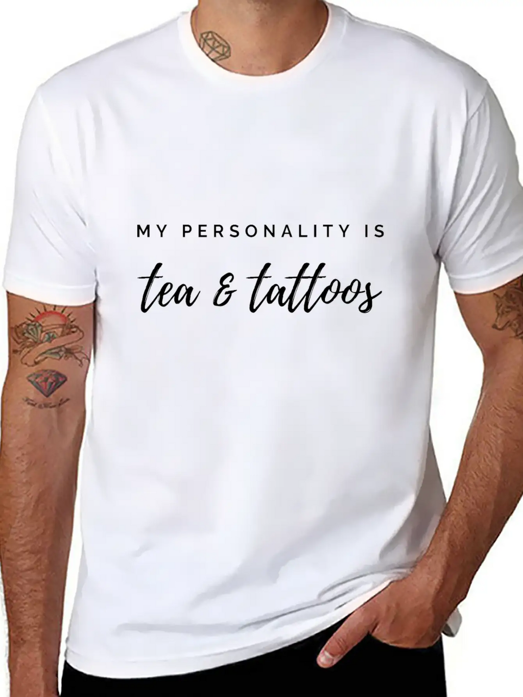 My Personality Is Tea & Tattoos Classic Fit Graphic Tee For Daily Comfort – Unisex Cotton Shirt