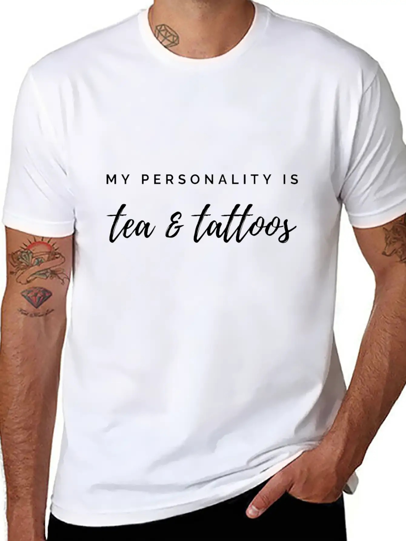 My Personality Is Tea & Tattoos Classic Fit Graphic Tee For Daily Comfort – Unisex Cotton Shirt