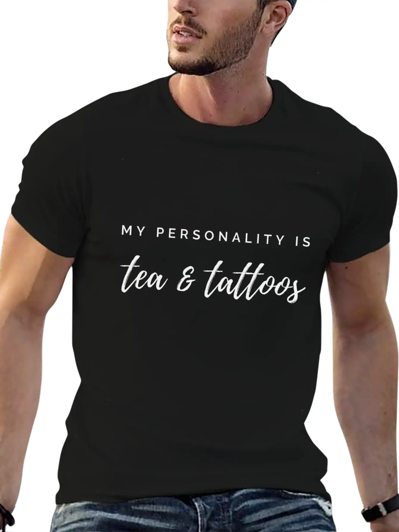 My Personality Is Tea & Tattoos Classic Fit Graphic Tee For Daily Comfort – Unisex Cotton Shirt