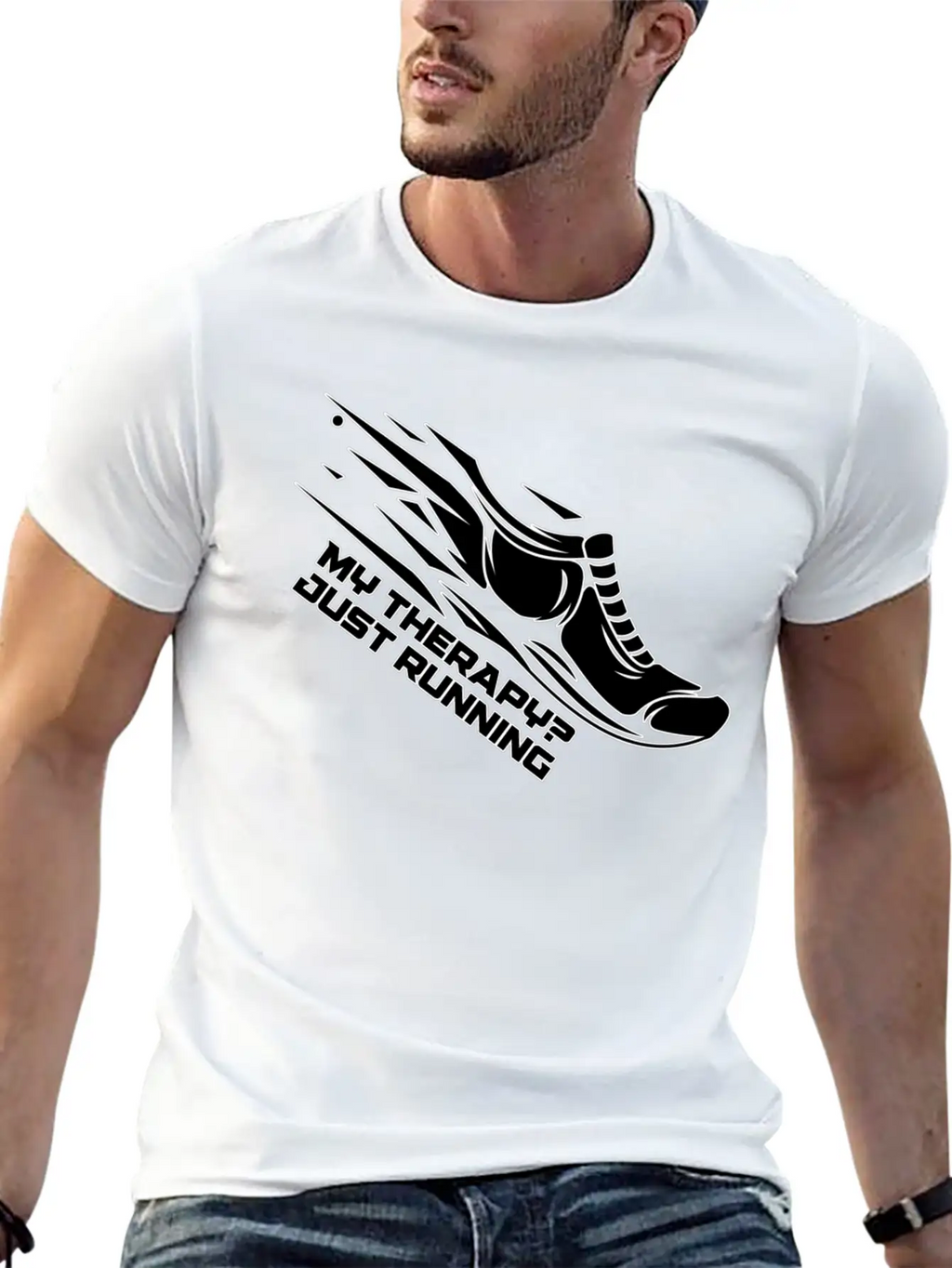 My Therapy? Just Running Unisex Short Sleeve Soft Cotton T-Shirt – Casual Everyday Wear