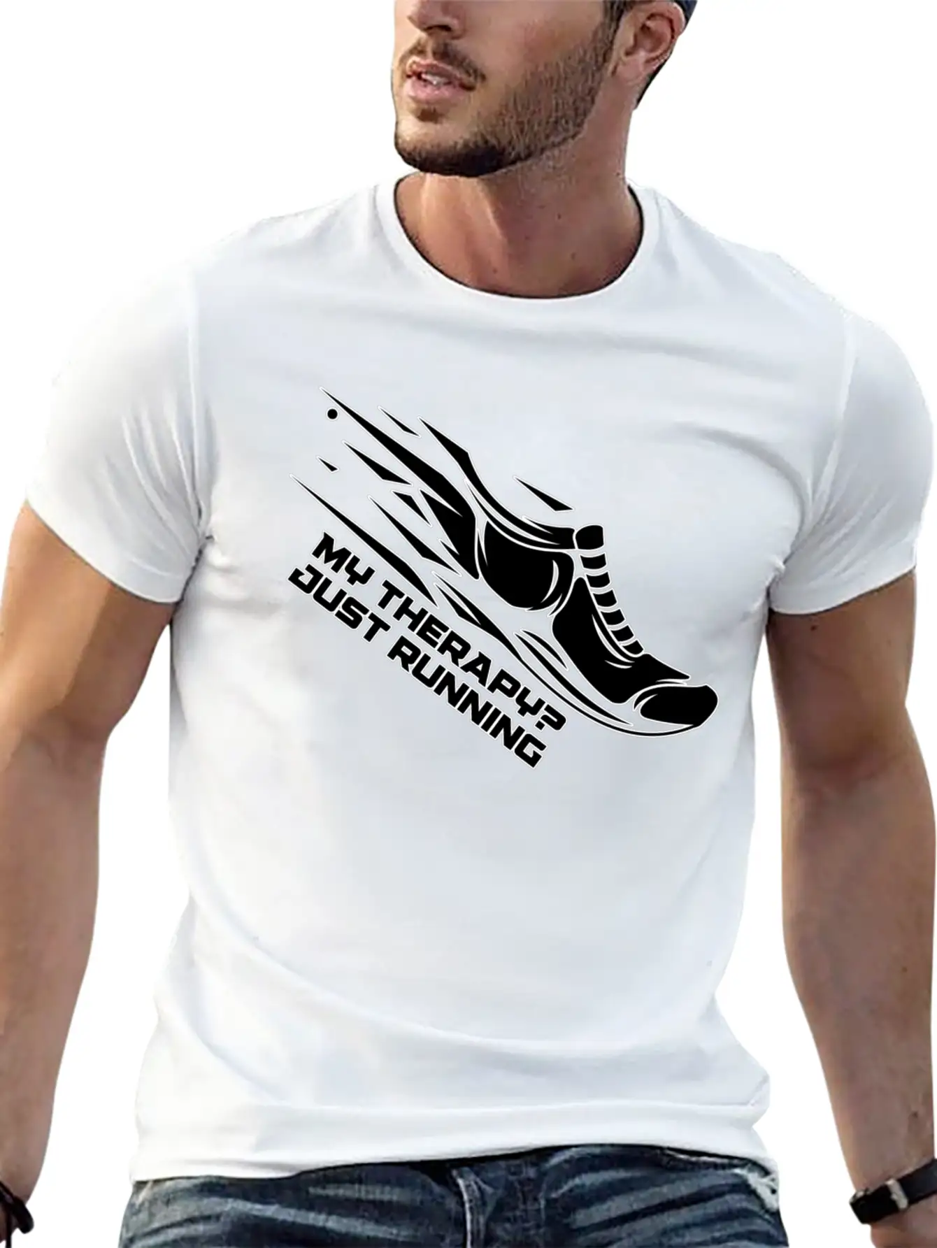 My Therapy? Just Running Unisex Short Sleeve Soft Cotton T-Shirt – Casual Everyday Wear