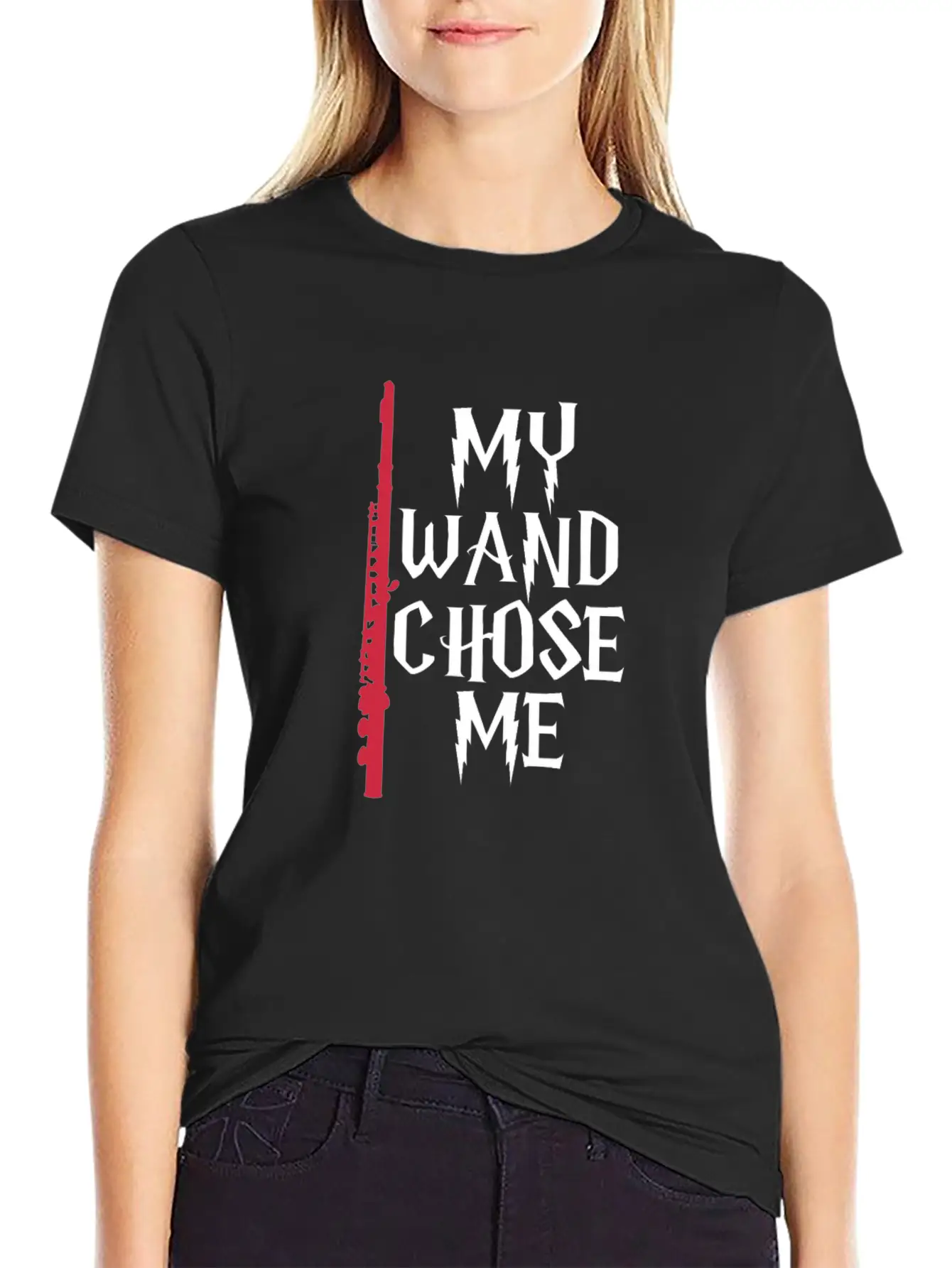My Wand Chose Me Flute Unisex Casual T-Shirt – Clean Design For Daily Comfort
