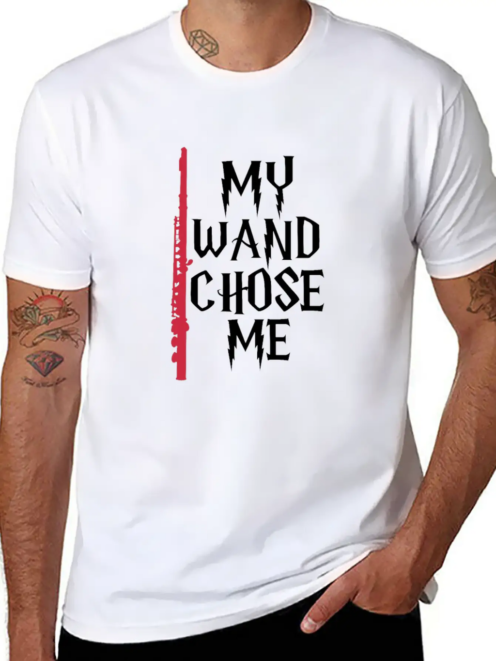 My Wand Chose Me Flute Unisex Casual T-Shirt – Clean Design For Daily Comfort