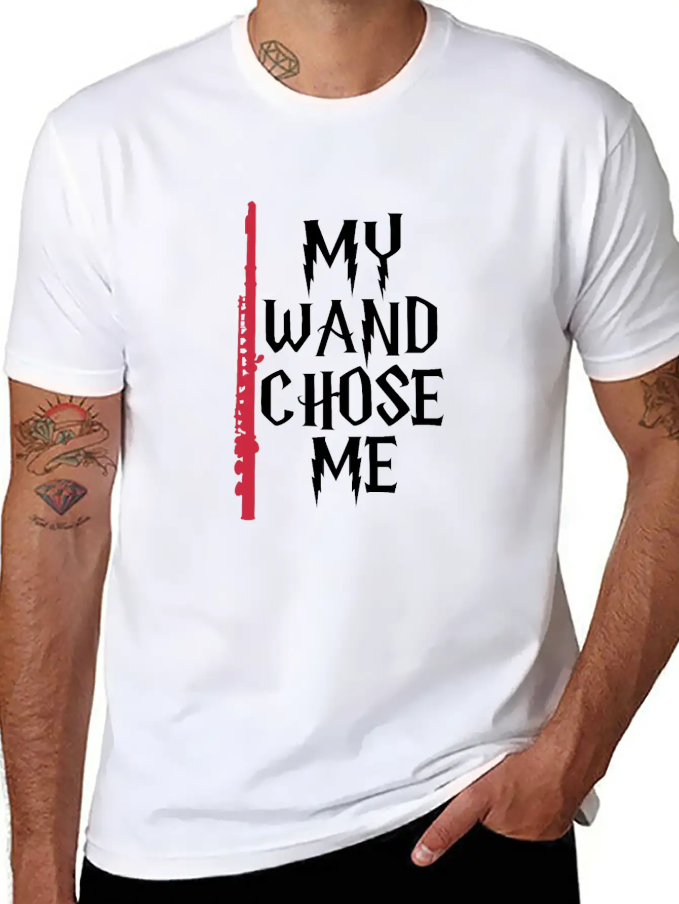 My Wand Chose Me Flute Unisex Casual T-Shirt – Clean Design For Daily Comfort