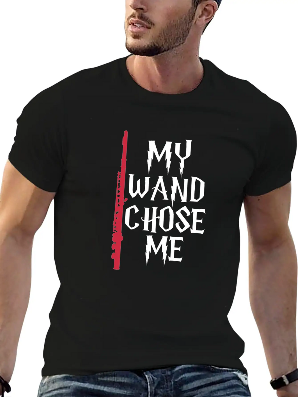 My Wand Chose Me Flute Unisex Casual T-Shirt – Clean Design For Daily Comfort