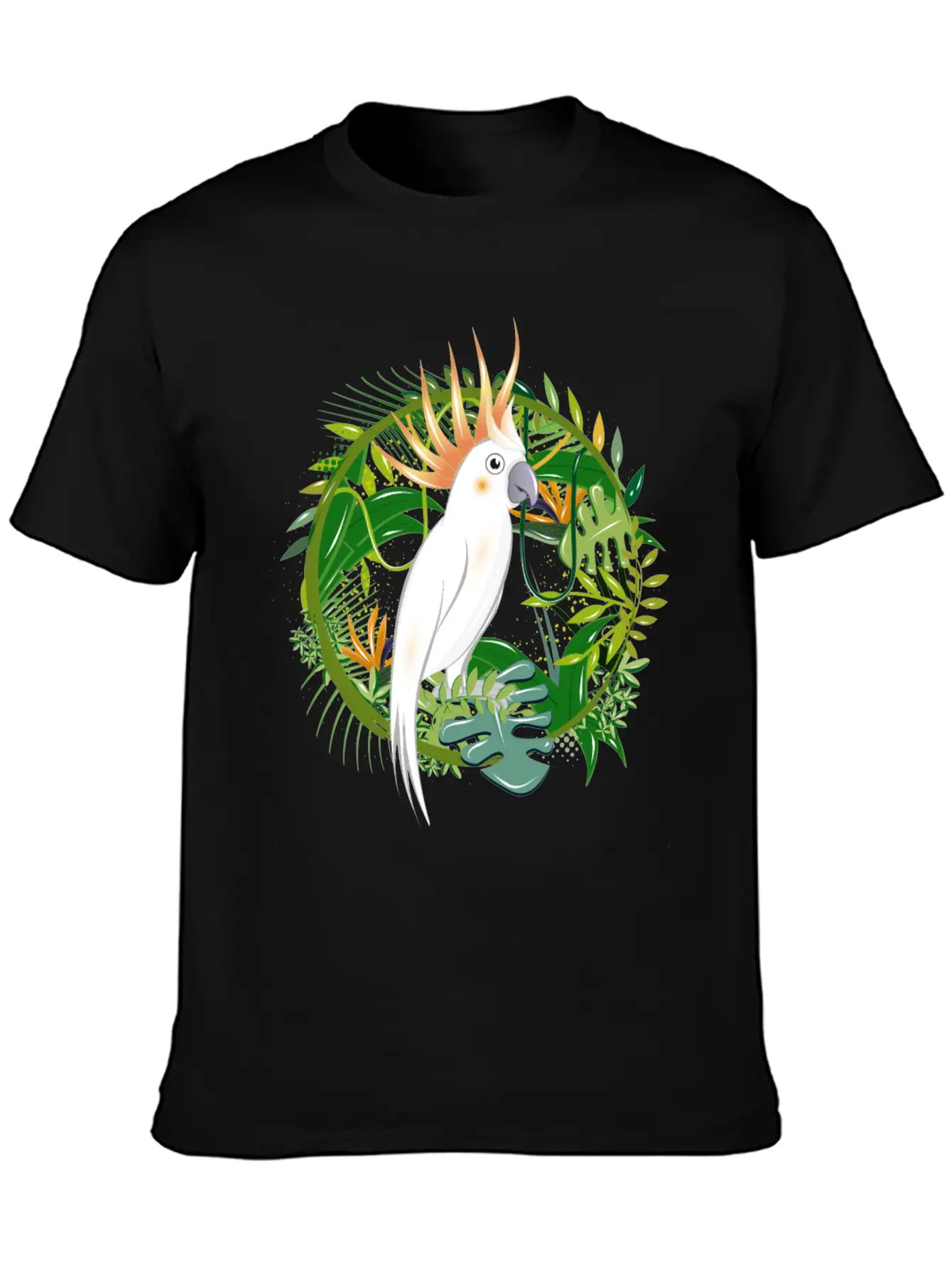 Mysterious Jungle With Cockatoo Bird Essential Cotton Tee For Daily Outfits – Unisex Style