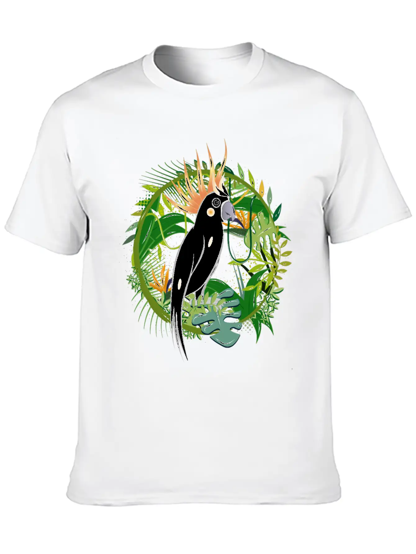 Mysterious Jungle With Cockatoo Bird Essential Cotton Tee For Daily Outfits – Unisex Style