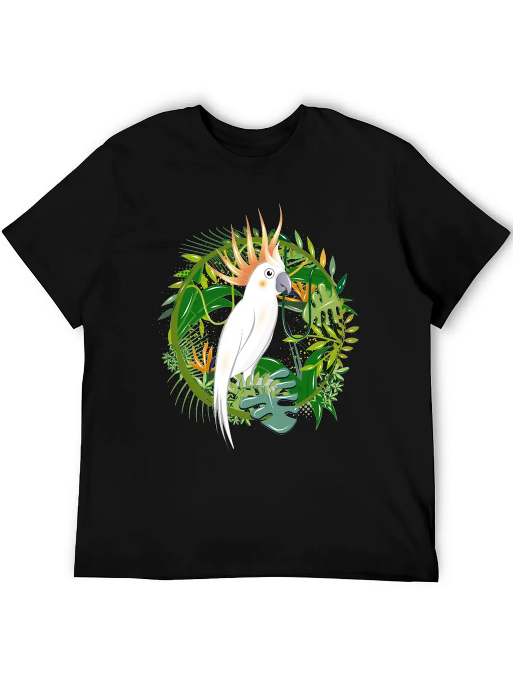 Mysterious Jungle With Cockatoo Bird Essential Cotton Tee For Daily Outfits – Unisex Style