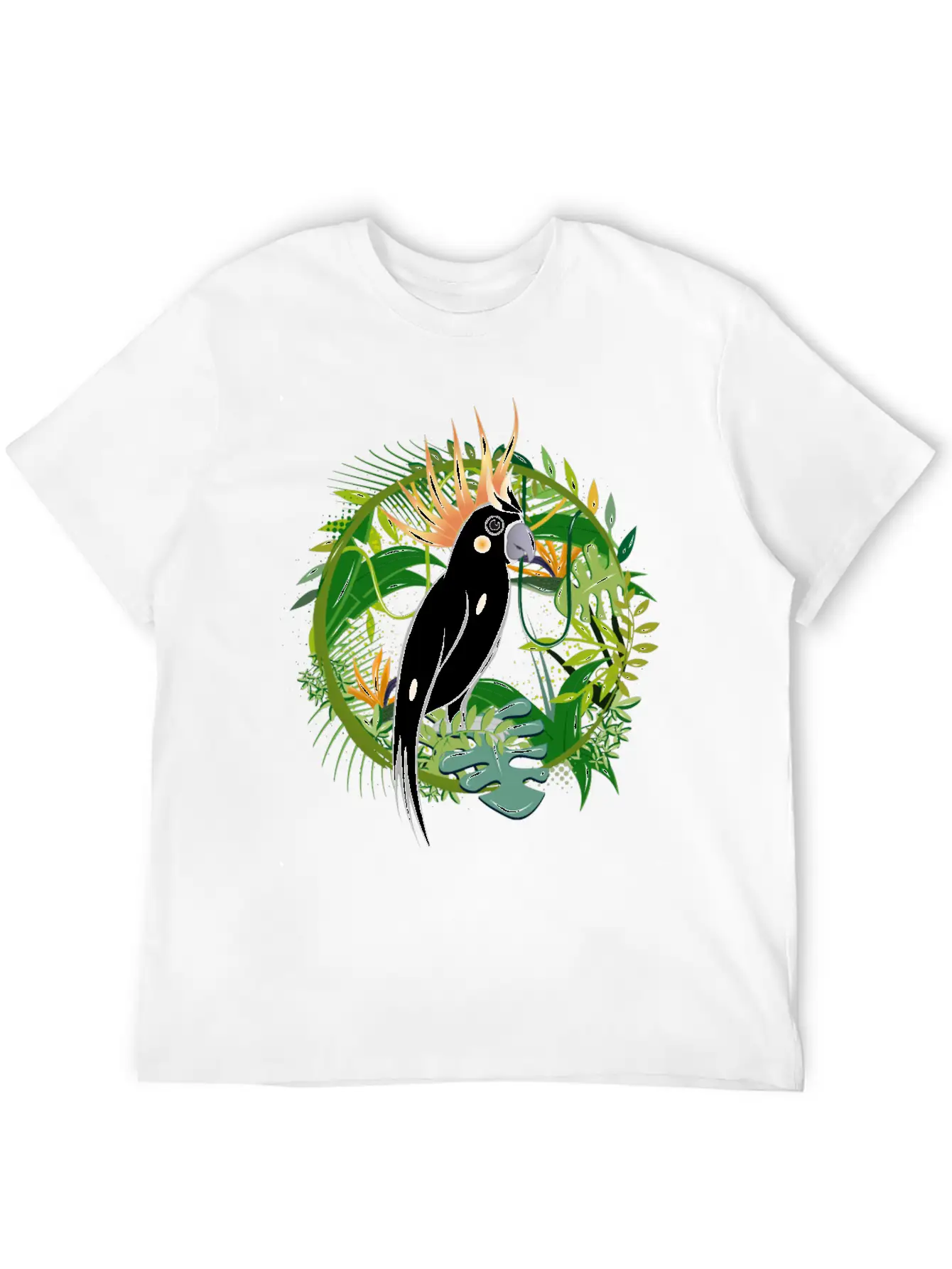 Mysterious Jungle With Cockatoo Bird Essential Cotton Tee For Daily Outfits – Unisex Style