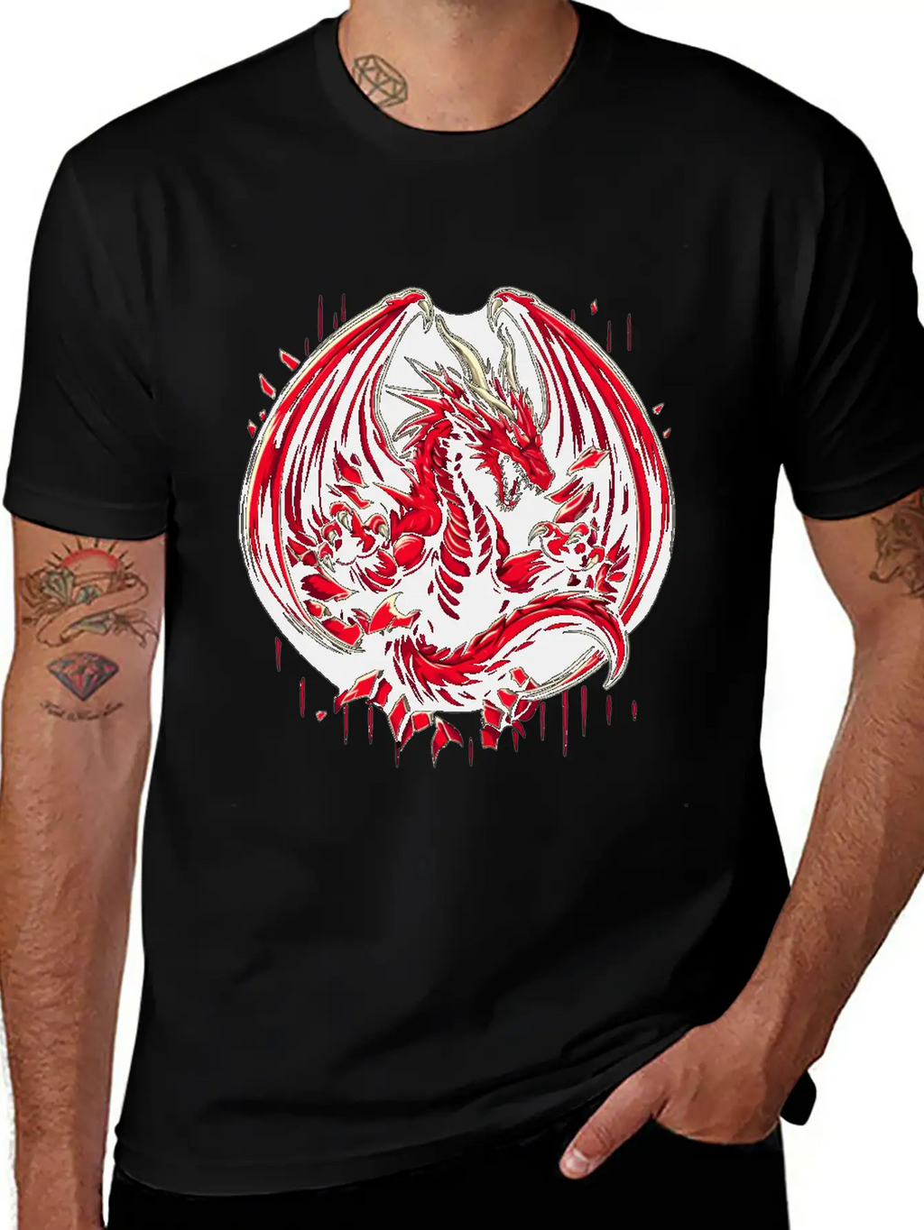 Mystery Legendary Red Fire Dragon Mythical 3D Epic Unisex Short Sleeve Soft Cotton T-Shirt – Casual Everyday Wear