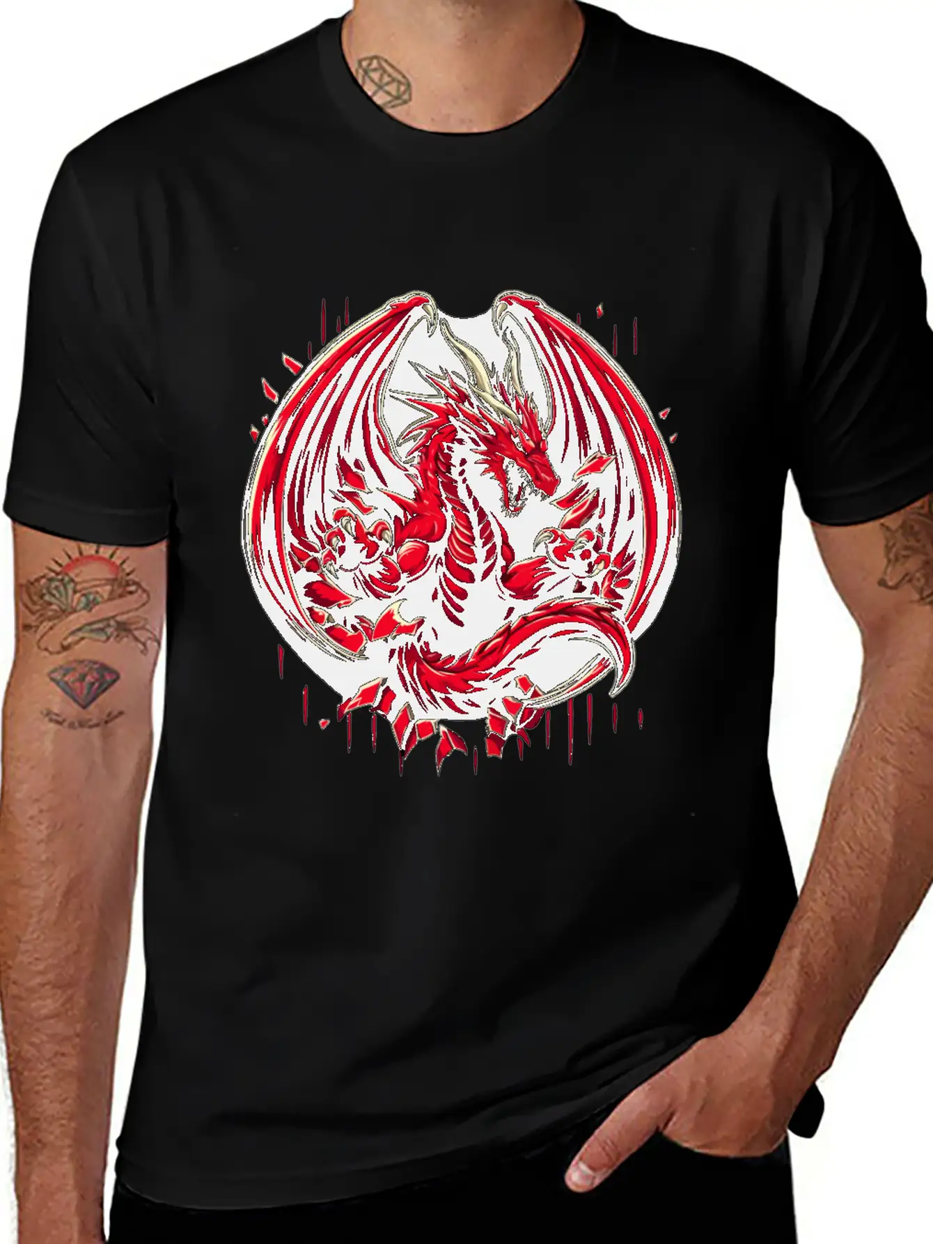 Mystery Legendary Red Fire Dragon Mythical 3D Epic Unisex Short Sleeve Soft Cotton T-Shirt – Casual Everyday Wear