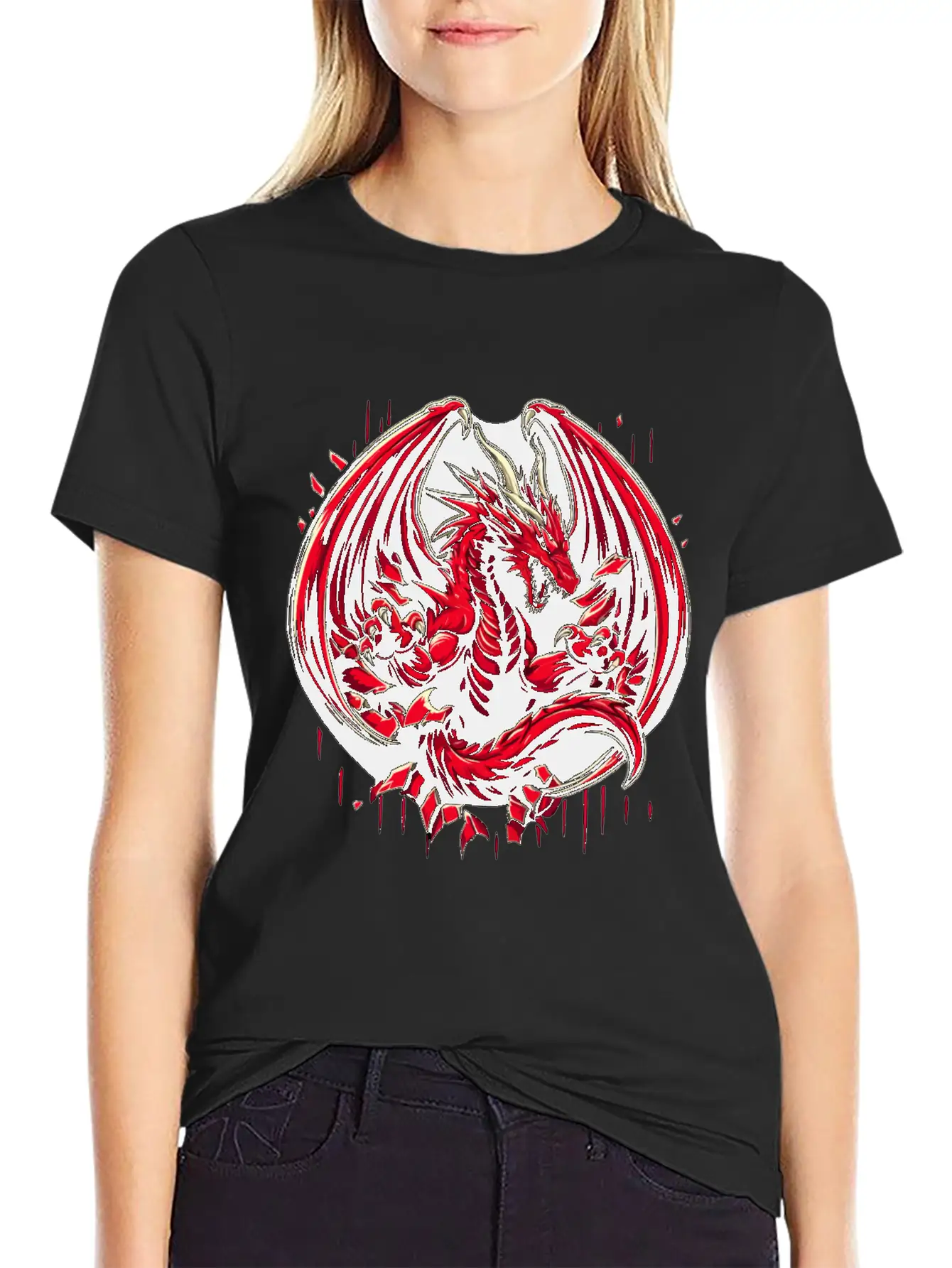 Mystery Legendary Red Fire Dragon Mythical 3D Epic Unisex Short Sleeve Soft Cotton T-Shirt – Casual Everyday Wear