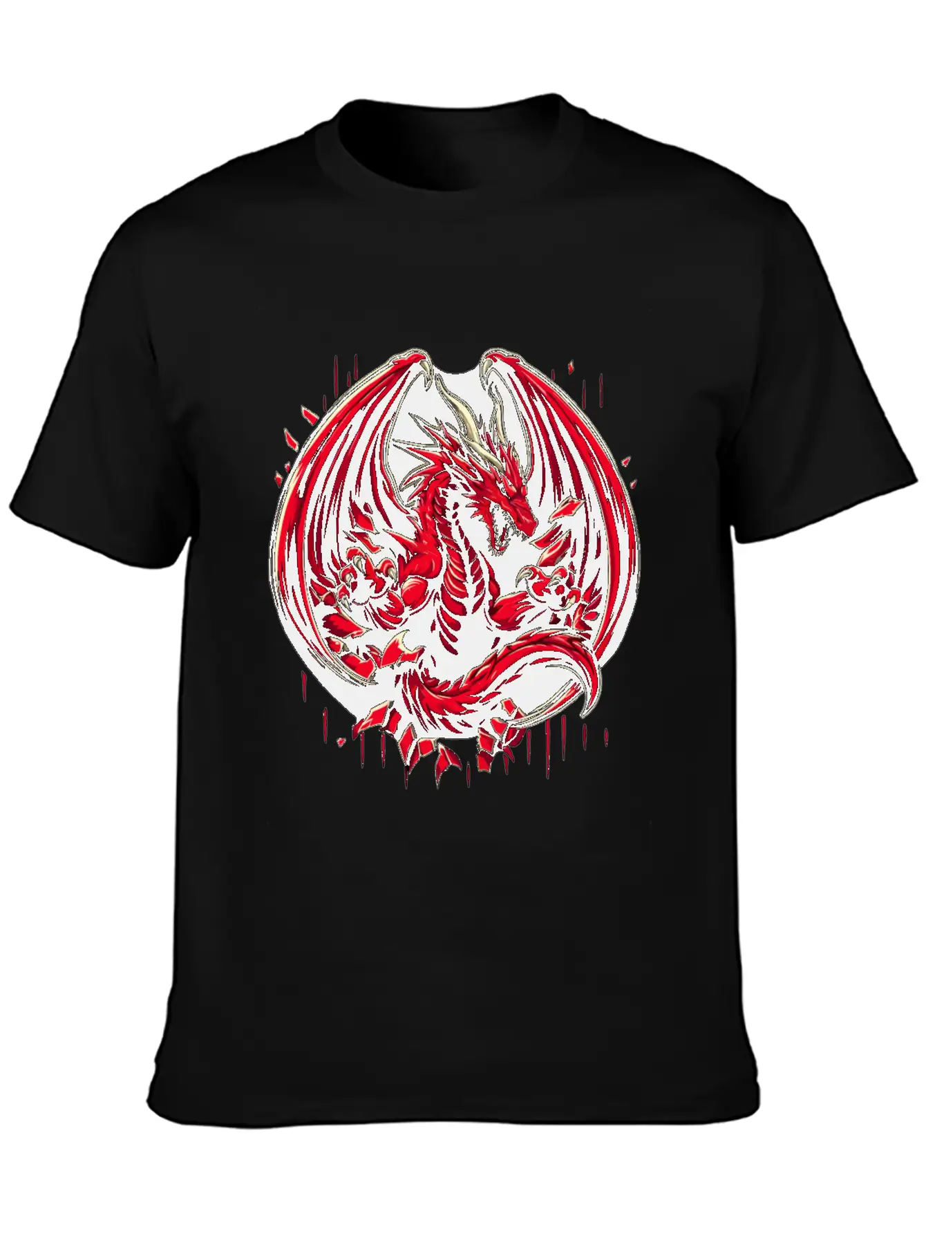 Mystery Legendary Red Fire Dragon Mythical 3D Epic Unisex Short Sleeve Soft Cotton T-Shirt – Casual Everyday Wear