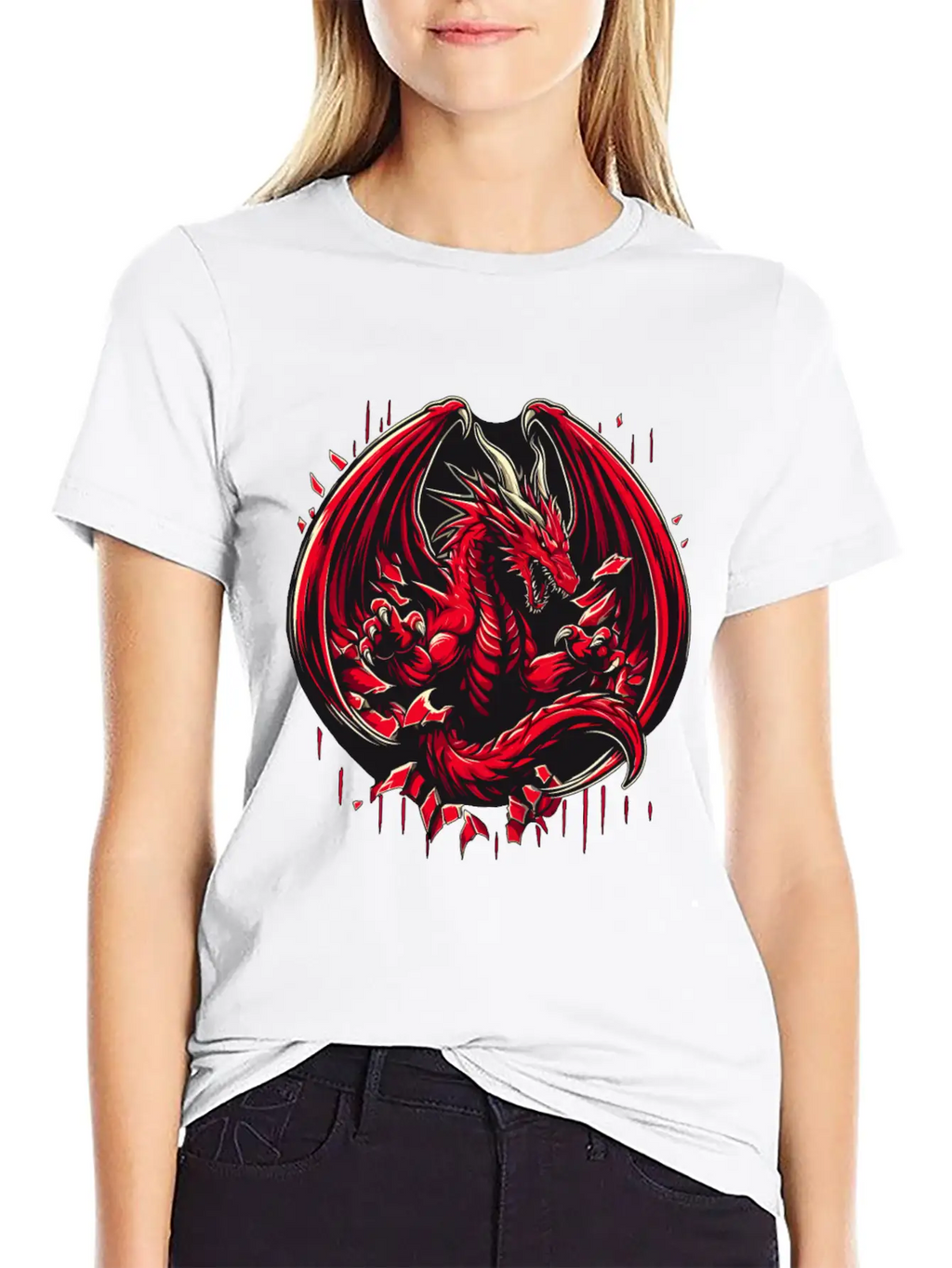 Mystery Legendary Red Fire Dragon Mythical 3D Epic Unisex Short Sleeve Soft Cotton T-Shirt – Casual Everyday Wear