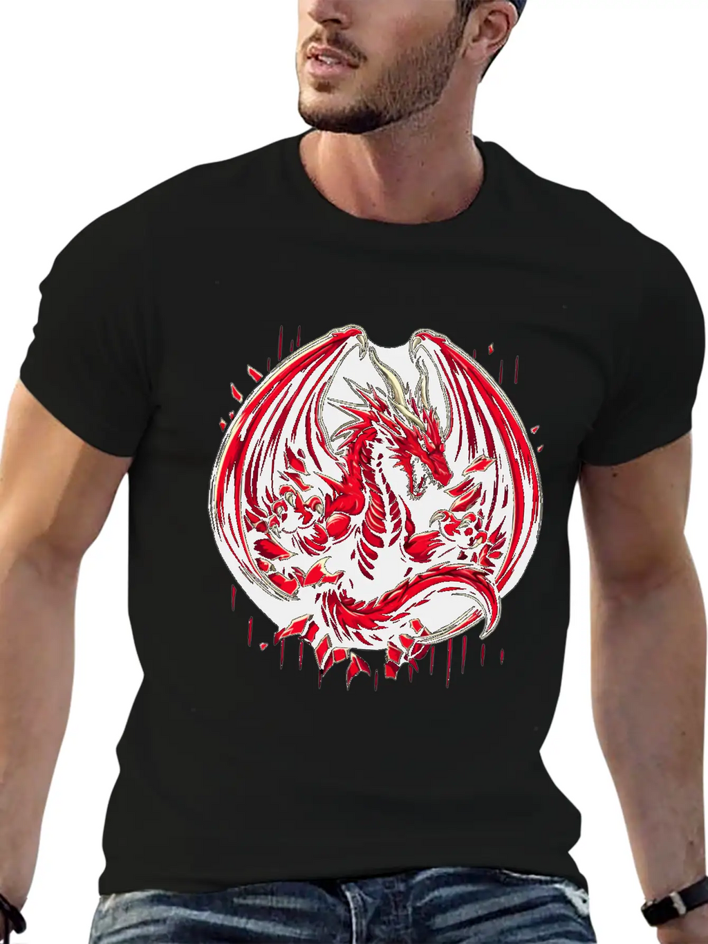 Mystery Legendary Red Fire Dragon Mythical 3D Epic Unisex Short Sleeve Soft Cotton T-Shirt – Casual Everyday Wear