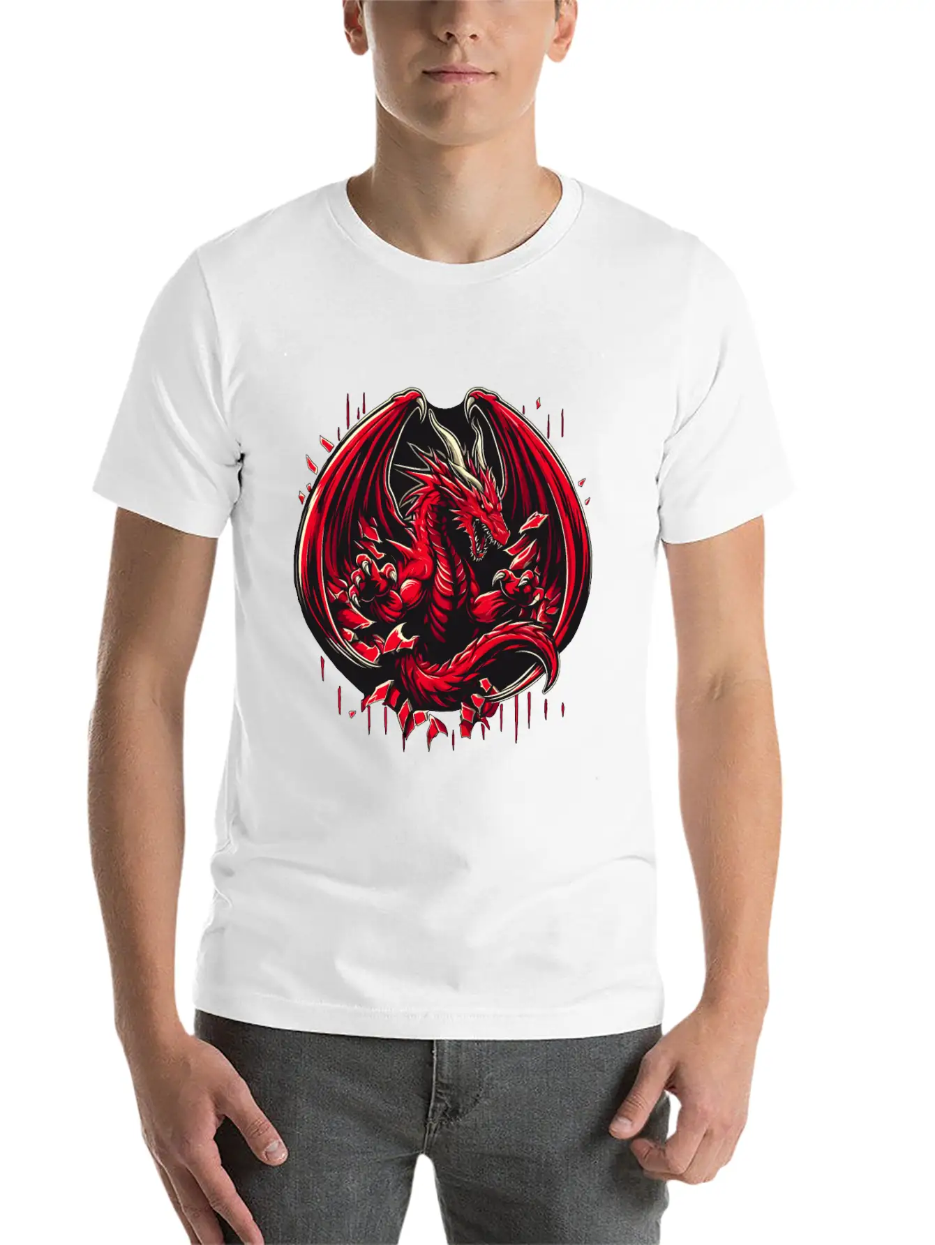 Mystery Legendary Red Fire Dragon Mythical 3D Epic Unisex Short Sleeve Soft Cotton T-Shirt – Casual Everyday Wear