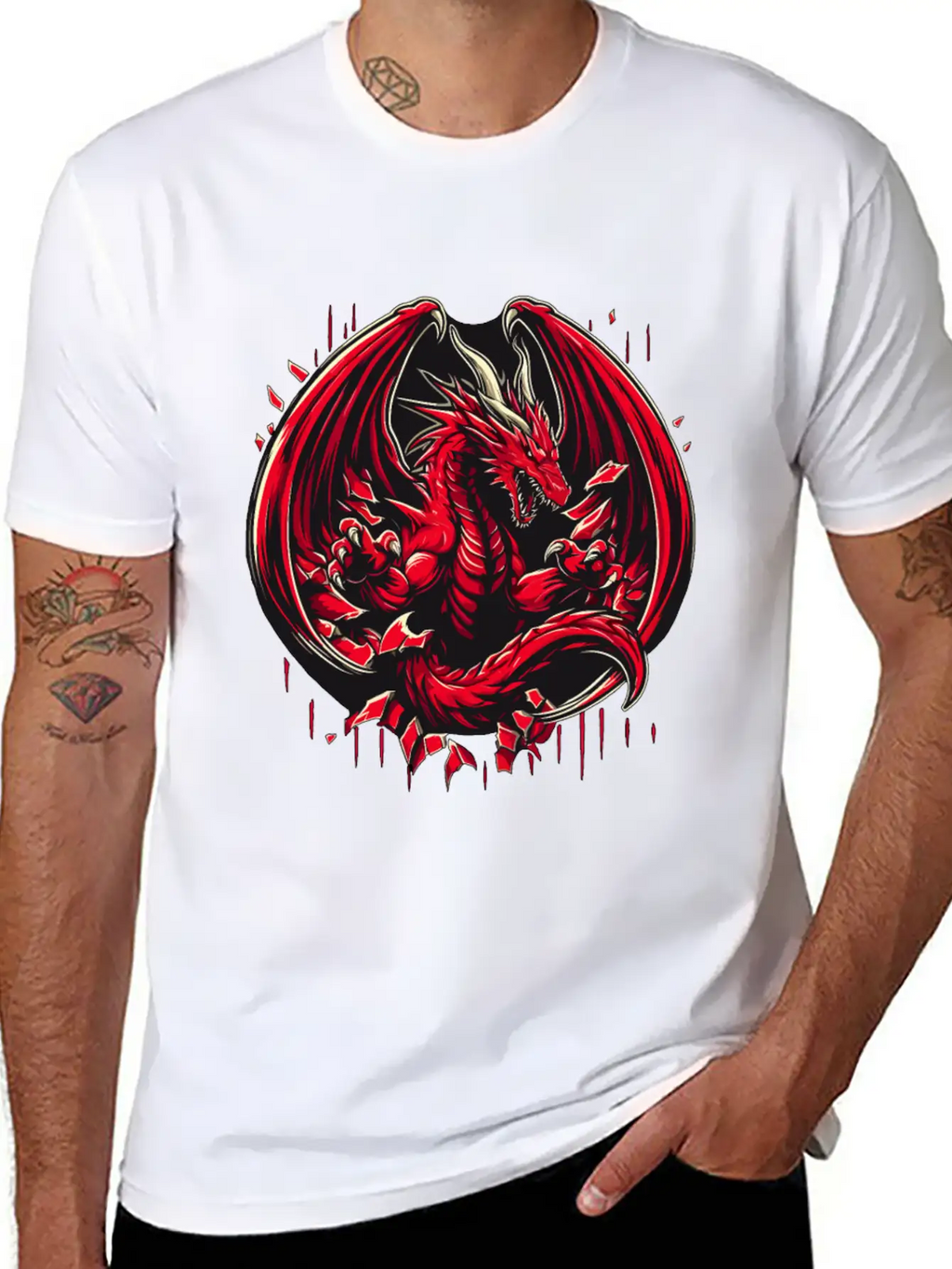 Mystery Legendary Red Fire Dragon Mythical 3D Epic Unisex Short Sleeve Soft Cotton T-Shirt – Casual Everyday Wear