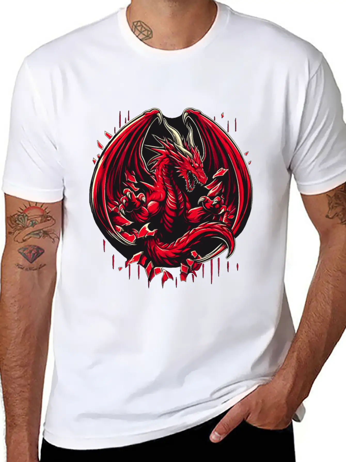 Mystery Legendary Red Fire Dragon Mythical 3D Epic Unisex Short Sleeve Soft Cotton T-Shirt – Casual Everyday Wear