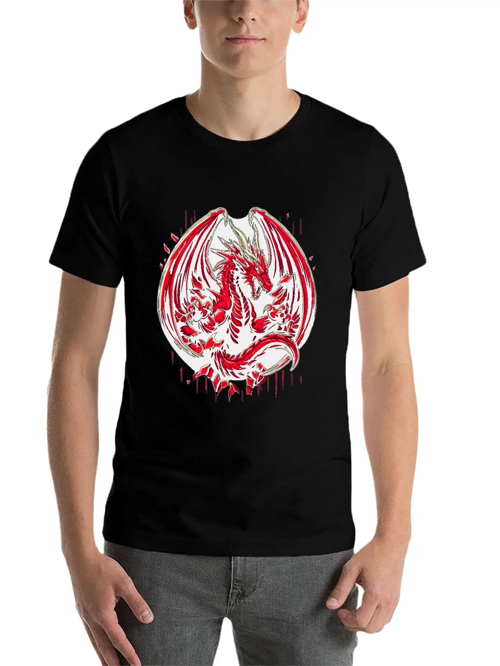 Mystery Legendary Red Fire Dragon Mythical 3D Epic Unisex Short Sleeve Soft Cotton T-Shirt – Casual Everyday Wear