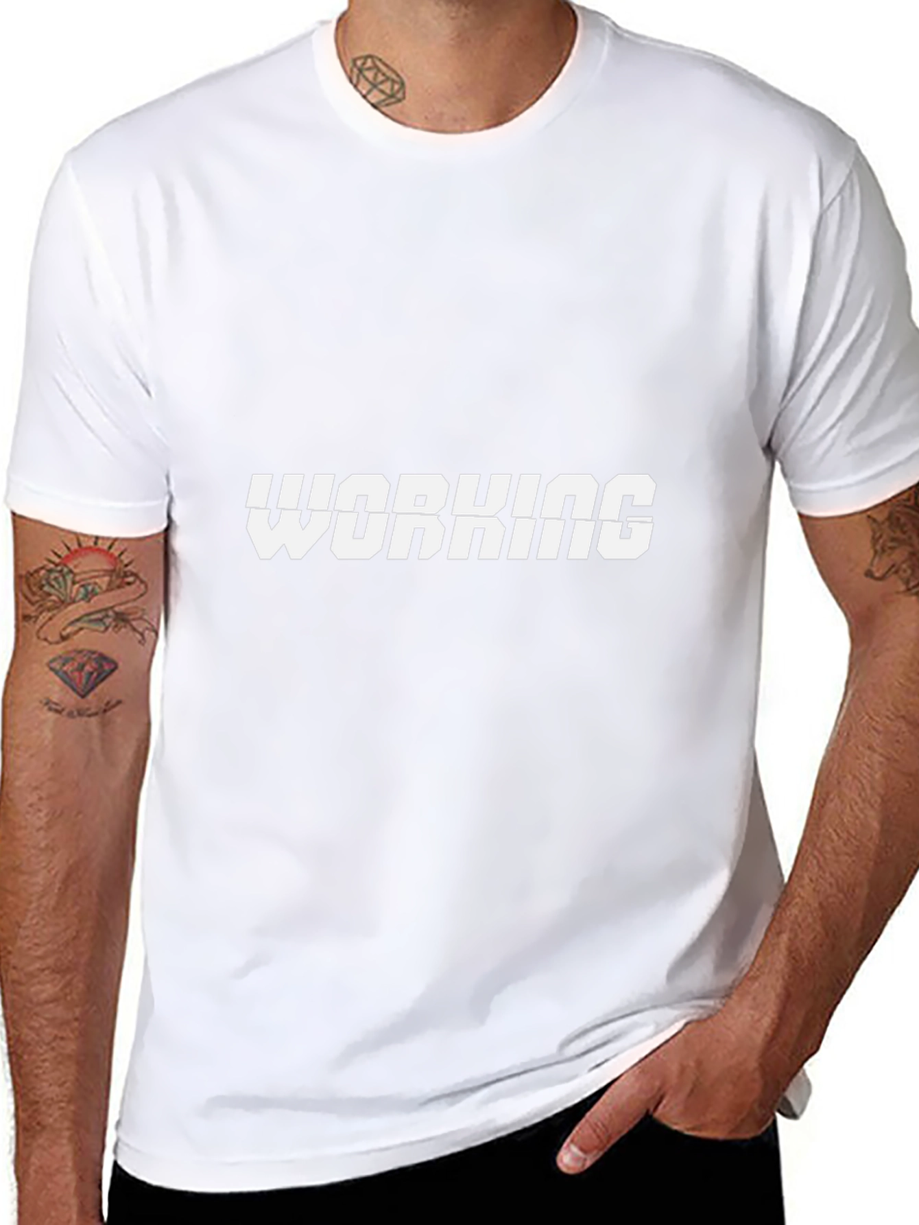 Working Glitch Style Graphic T-Shirt