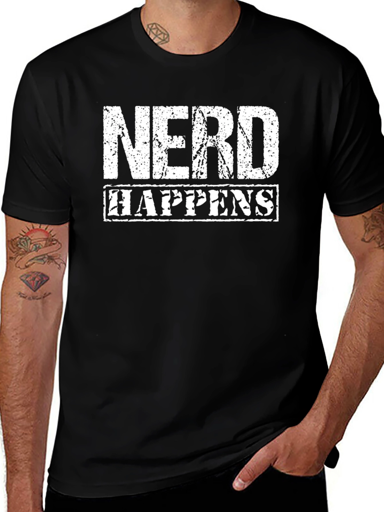 Nerd Happens Graphic Tee - Black Cotton T-Shirt