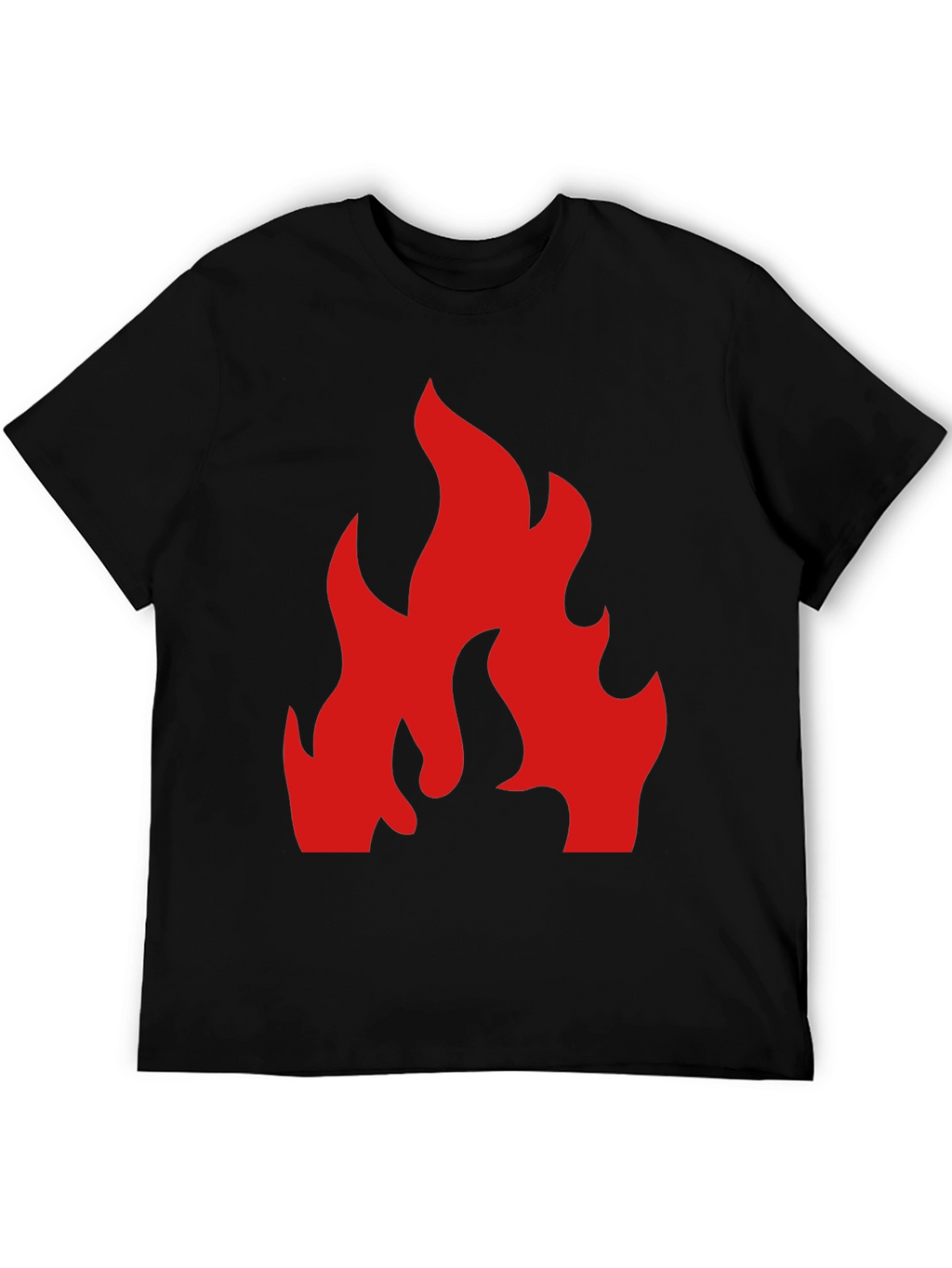 Bold Red Flame Graphic Black T-Shirt